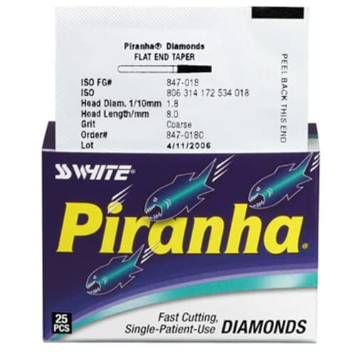 Piranha® Single Patient Use Diamond Bur, Inverted Cone, Coarse Grit, Friction Grip, Size #805-012C, 1.2 mm Diameter, 25/Pkg thumbnail 2