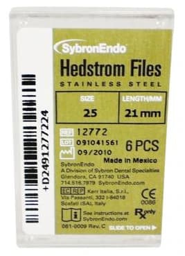 Kerr (SybronEndo) Hedstrom Files, Stainless Steel, 21 mm, Size #25, Red, 6/Pk, 12772 thumbnail 8