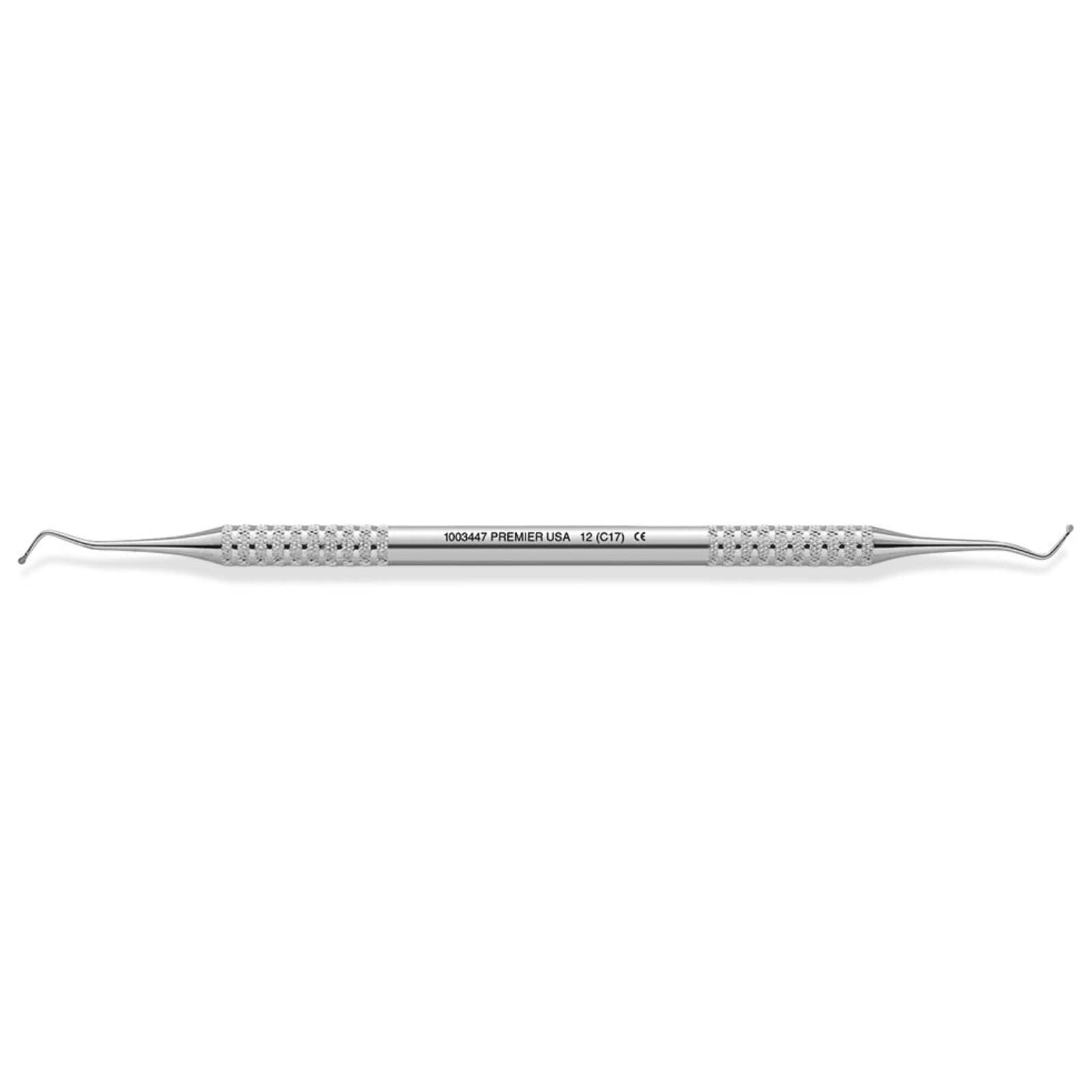Premier Dental Excavator DE OCT 12, Double-Ended #12 (C17) Spoon Excavator, Octagonal Handle, 1.1 mm Tip, Stainless Steel thumbnail 2