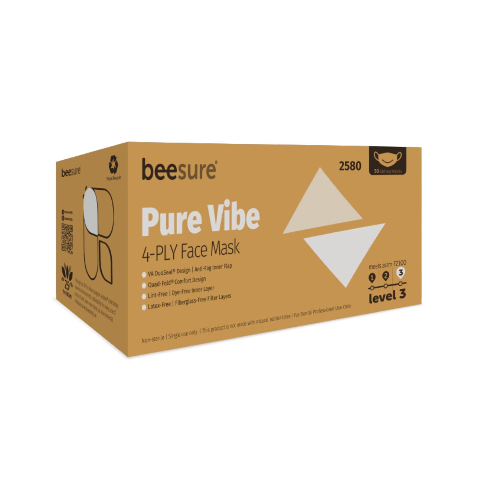 BeeSure Vibe ASTM Level 3 Earloop Face Mask, Pure White, 4-Ply, Anti-Fog, 50/Box, BE2580 thumbnail 13