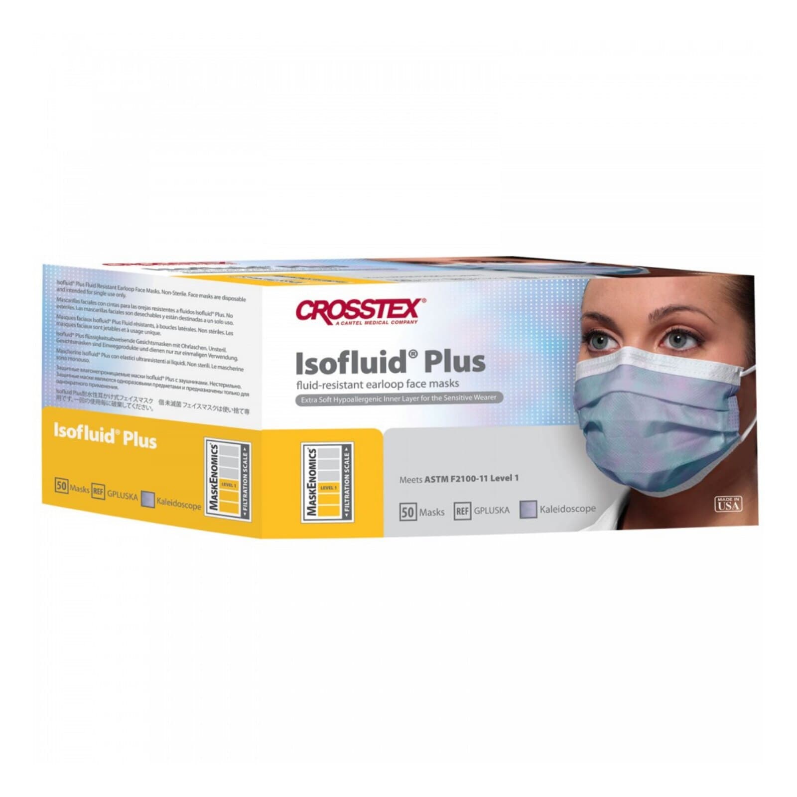 Isofluid Plus Earloop Face Mask, ASTM Level 1, Kaleidoscope, 50/Box, GPLUSKA thumbnail 11