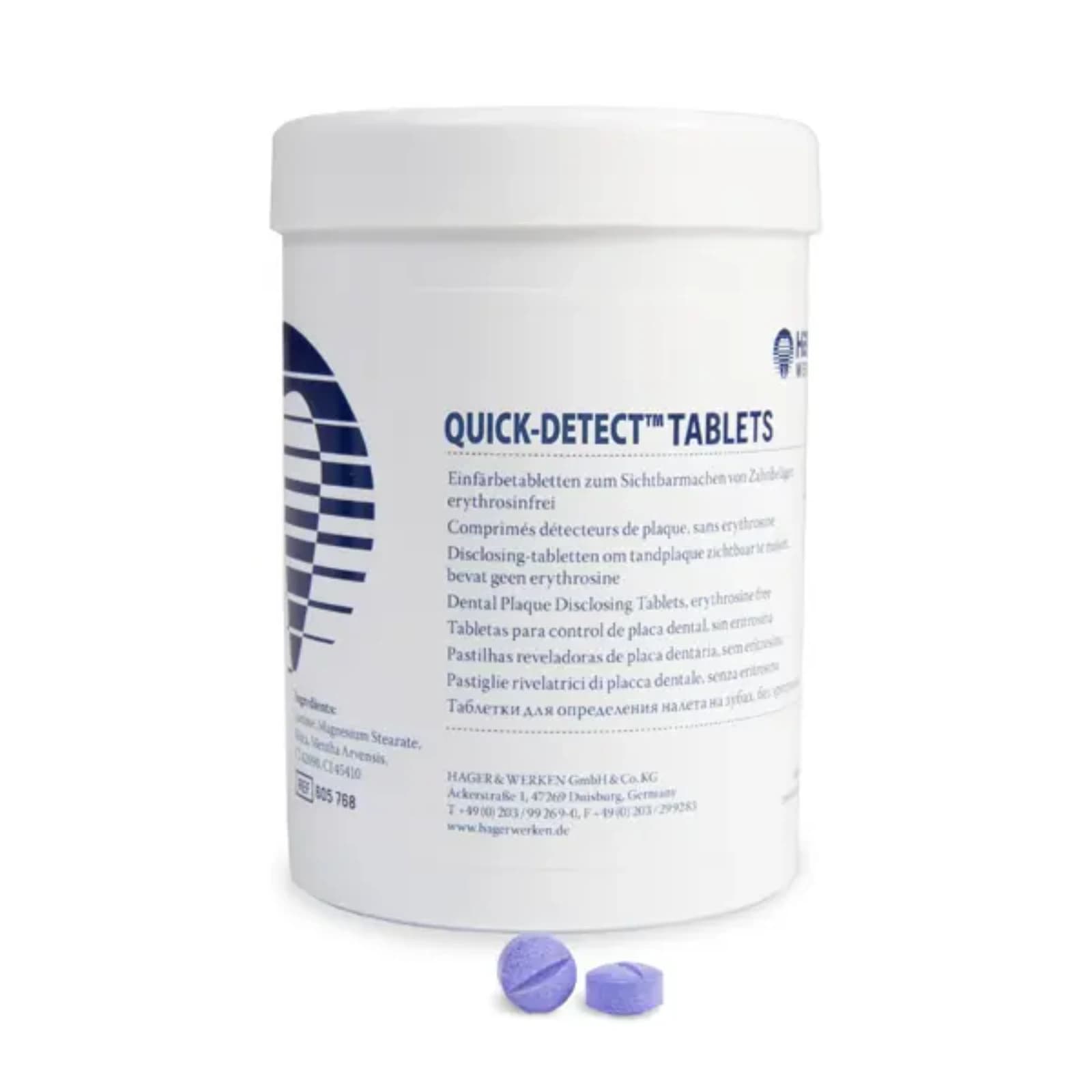 Hager Worldwide Quick-Detect Plaque Disclosing Tablets, 250 Tablets per Jar - Quick-Detect Disclosing Solution/Tablets 250 Tablet Jar - Image 1