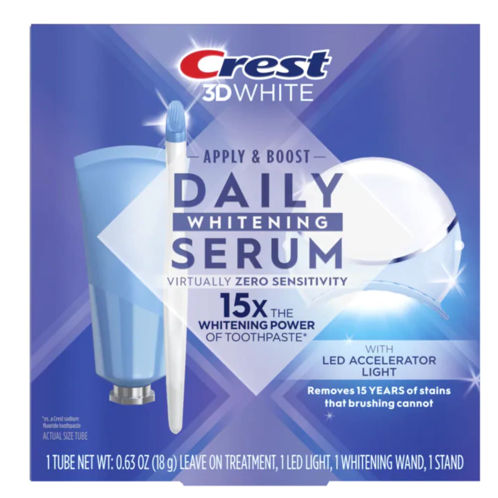 Crest 3DWhite Daily Whitening Serum with LED Accelerator Light, 3 Kits/Case, 18g Each thumbnail 2