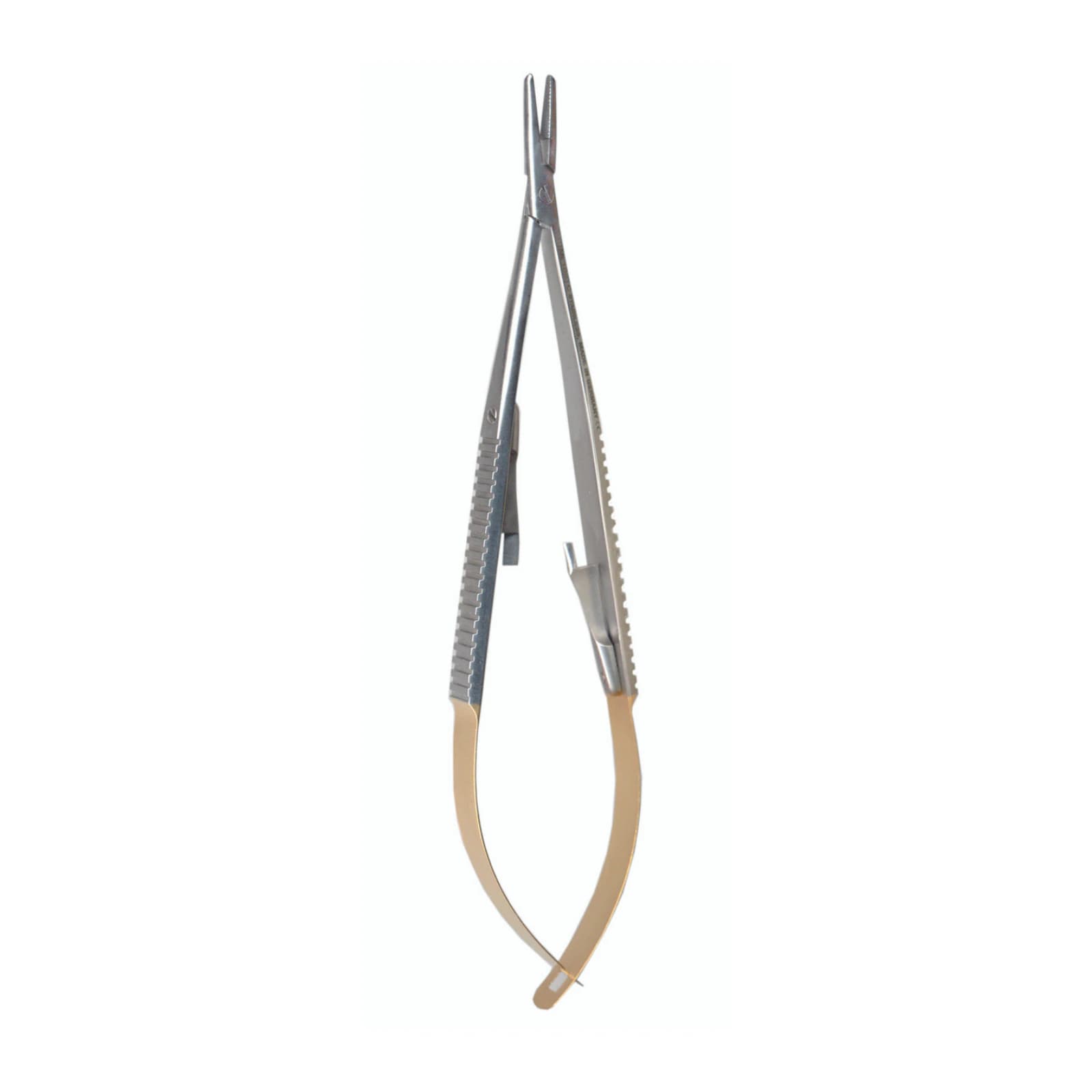 Castroviejo Needle Holder Curved 7" Flat Handle, Carbide Tips, German Stainless Steel - Castroviejo Needle Holder Curved 7" Flat Handle - Image 1