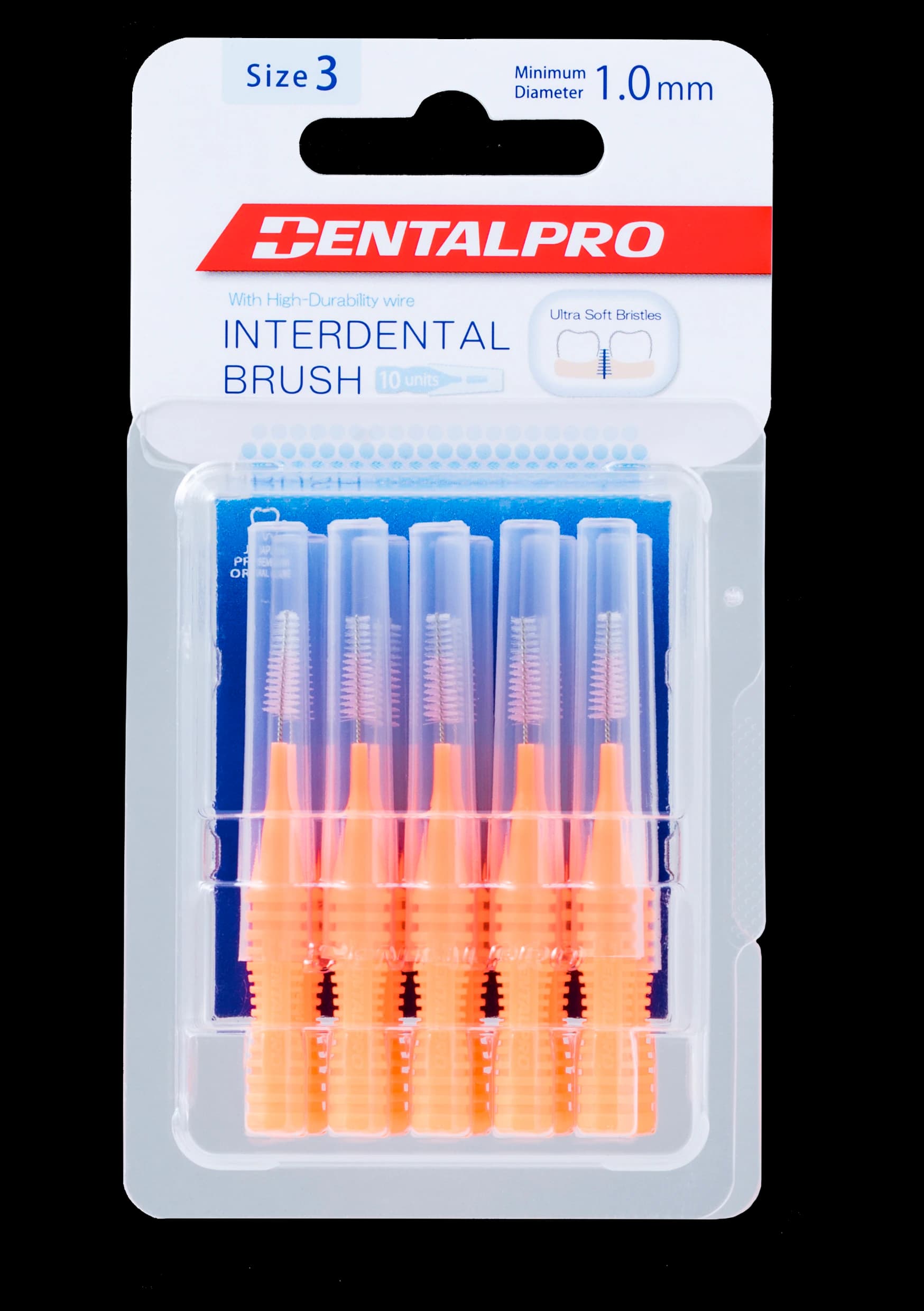 3D Dental Interdental Brush I-Shaped, Size 3 (1.0mm), Orange, 10/Pk - Interdental Brush I-Shaped Size 3 Orange 10/Pk - Image 1