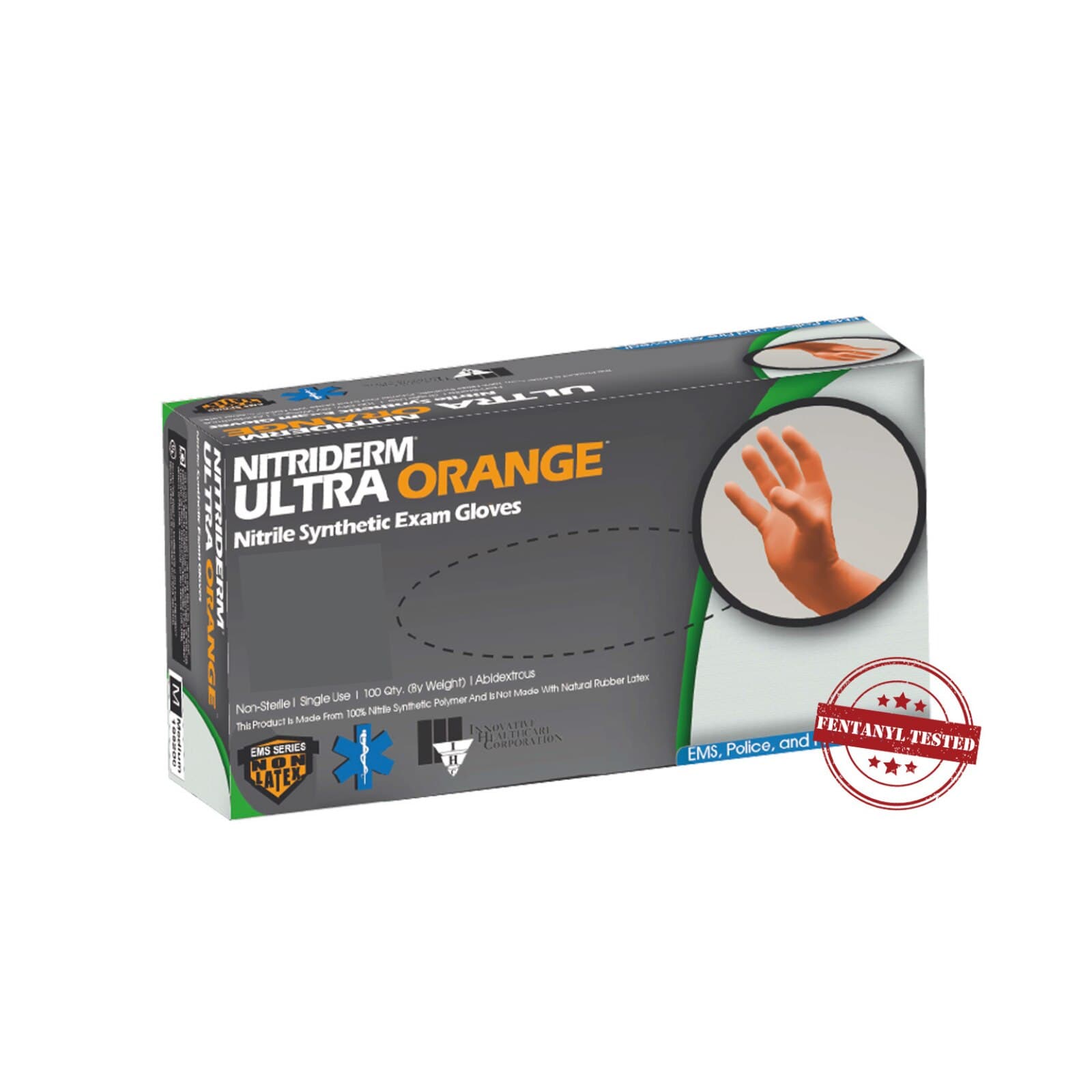 NitriDerm Ultra Orange Nitrile Exam Gloves, Powder-Free, Non-Sterile, Textured, Large, Orange, 100/Box thumbnail 3