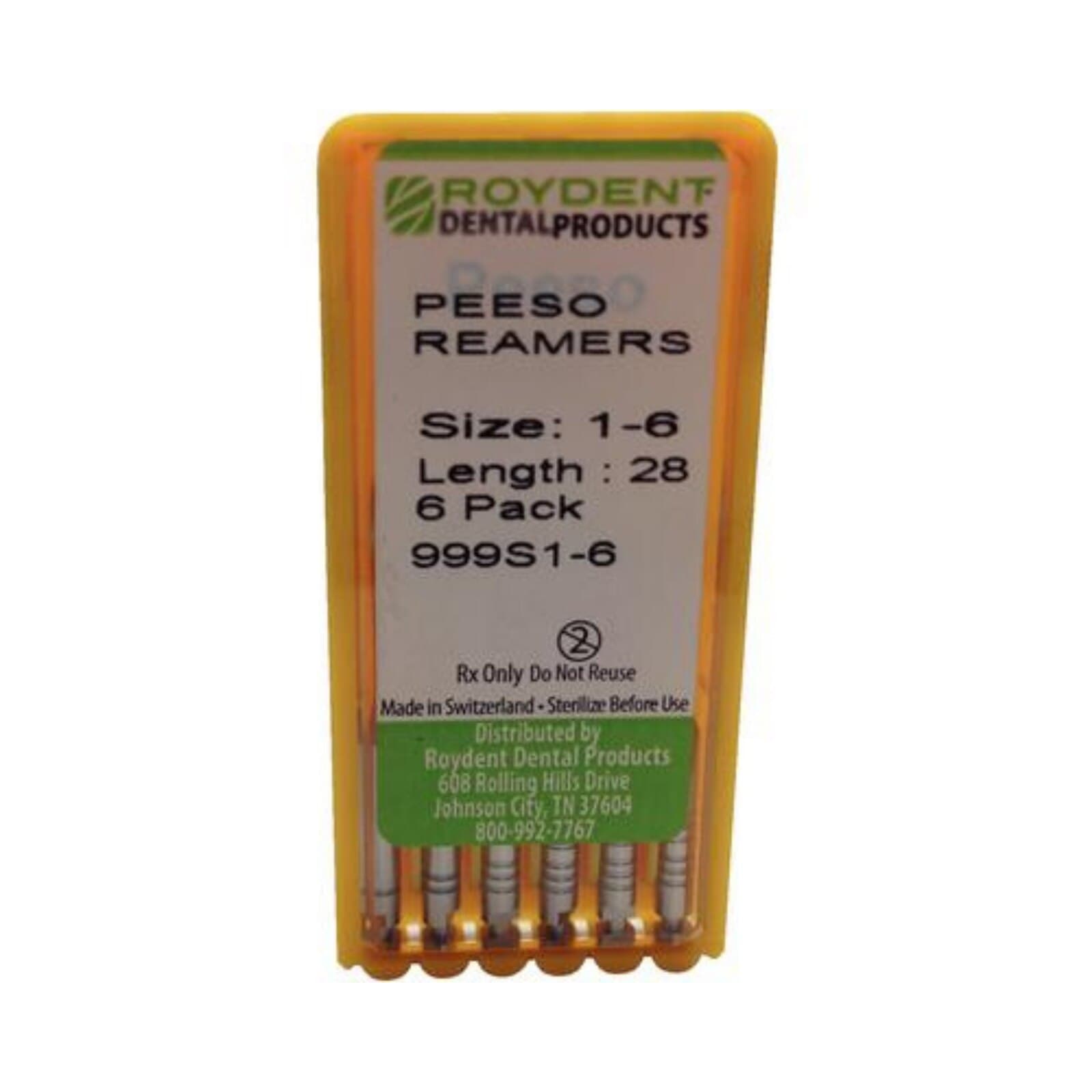 Roydent Dental Peeso Reamer Drills, 28mm, Sizes #1-6, 6/Pkg - Peeso Reamer 28mm #1-6 6/Pk - Image 1