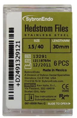 Kerr Hedstrom Endodontic Files, Stainless Steel, 30mm, Assorted #15-40, 6/Box, 13291 thumbnail 3