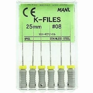 Mani K-File, Stainless Steel, 25 mm, ISO Size 08, Grey, Safe-End Tip, 6/Pk, MK2508 thumbnail 6