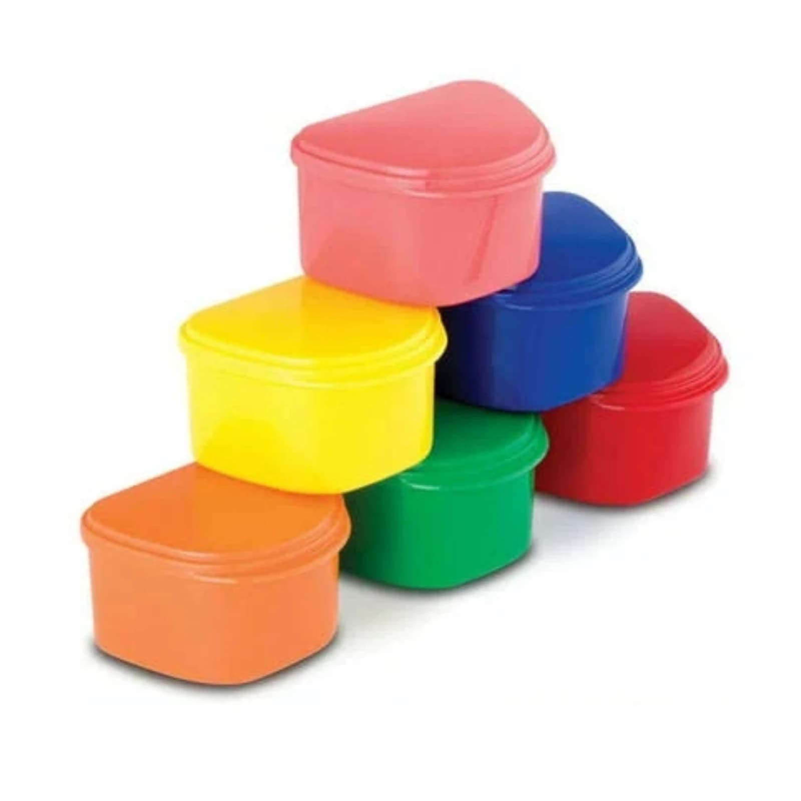 Plasdent Denture Box, Assorted Colors, Plastic with Hinged Lid, 4"W x 3"L x 2"H, 12/Box - Denture Boxes 12/Pk Assorted - Image 1