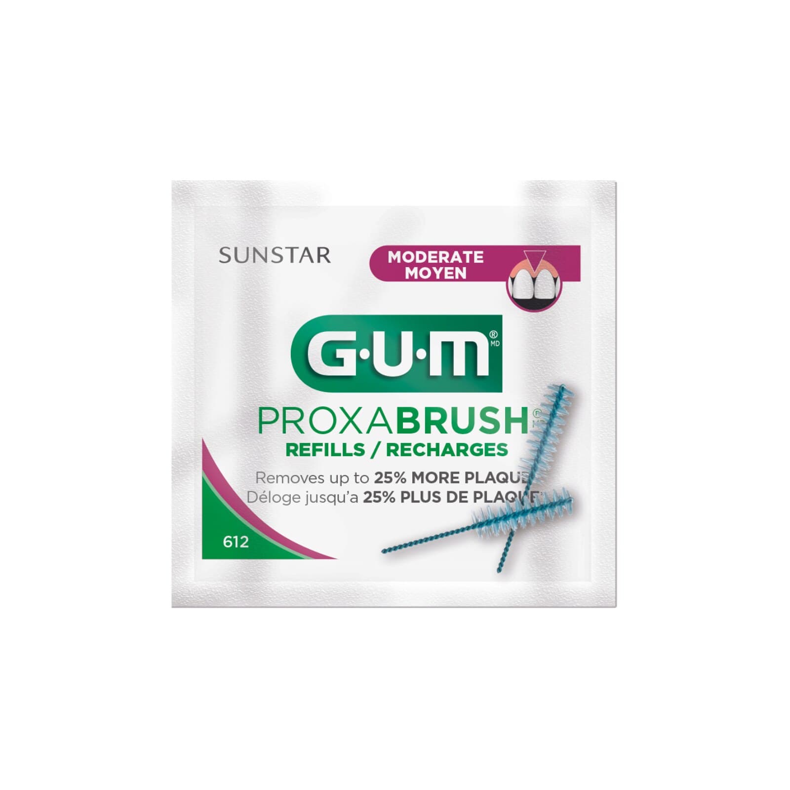 GUM Proxabrush Go-Betweens Interdental Brush Refills, Moderate, Tapered, 36/Pk, 612PA - Proxabrush Go Betweens Moderate Tapered Refill 18x2/Pk - Image 1