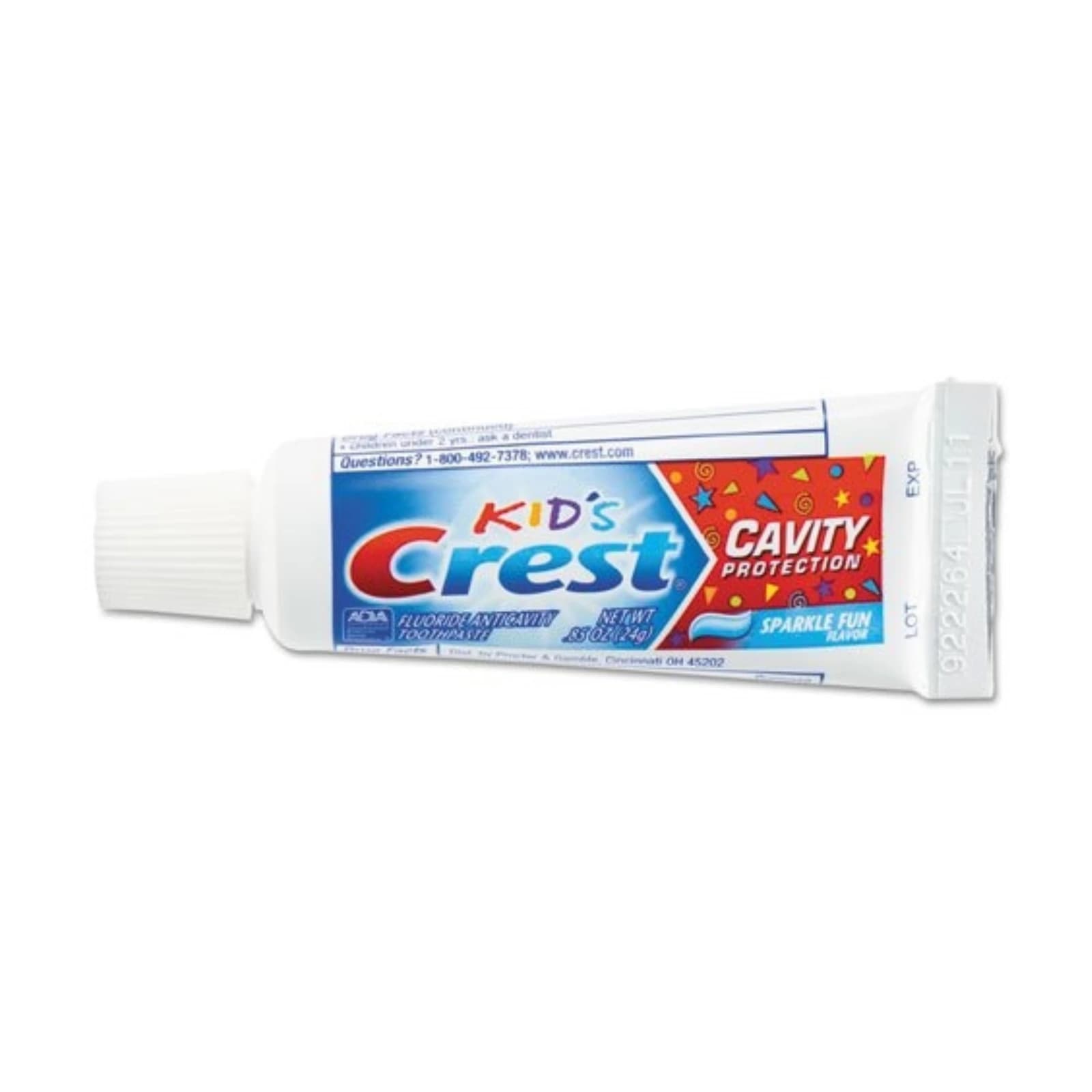 Crest Kids Sparkle Toothpaste, Bubblegum Flavor, Fluoride Cavity Protection, 0.85 oz Tubes, Unboxed Professional Trial Size, 72/Box thumbnail 2