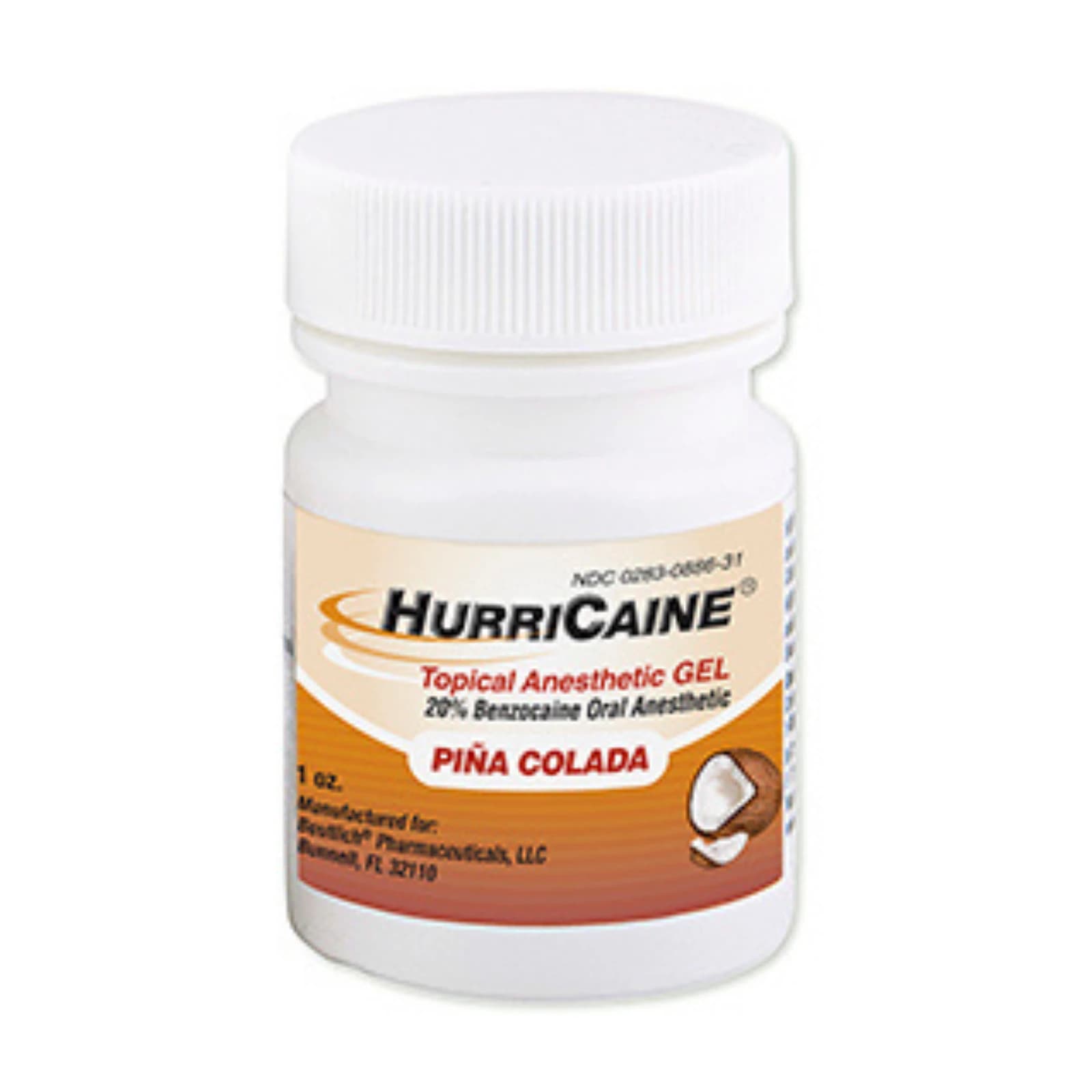 Hurricaine Topical Anesthetic Gel, Pina Colada, 1 oz Bottle, 0886-31 - Hurricaine Topical Gel Pina Colada 1oz/Jr - Image 1