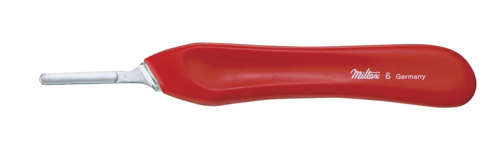 Miltex Instrument Knife Handle #6, 5.25" Red Plastic with Stainless Steel Tip - Knife Handle 5.25" #6 Red Plastic w/SS Tip - Image 1