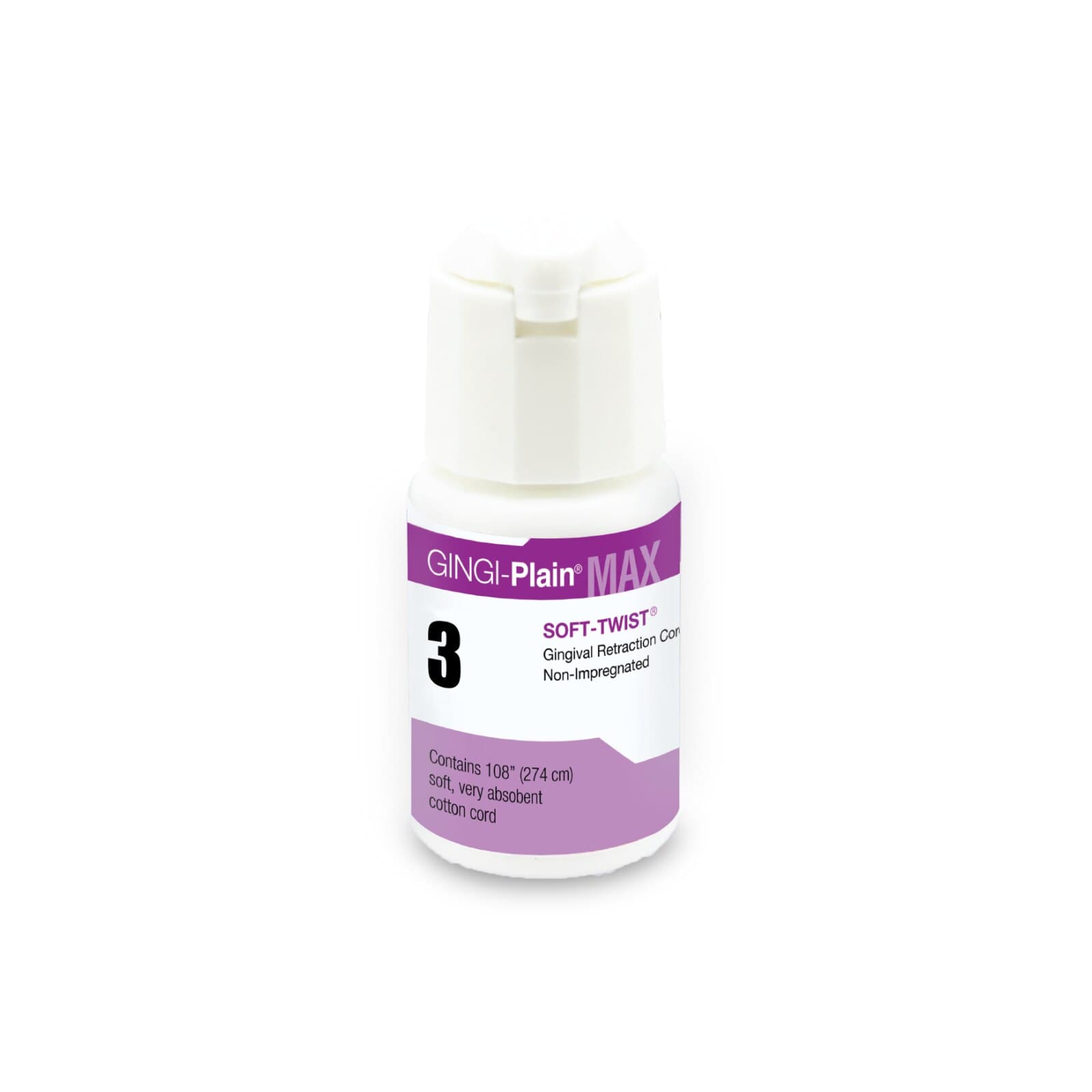Gingi-Pak MAX Soft-Twist Gingi-Plain Retraction Cord, Non-Impregnated, Size #3 (Thick), 108" per Bottle, #11115M thumbnail 5
