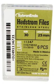 Sybron Endo Hedstrom Files, Stainless Steel, 25 mm, #30, Blue, 6/Pk, 11347 thumbnail 12