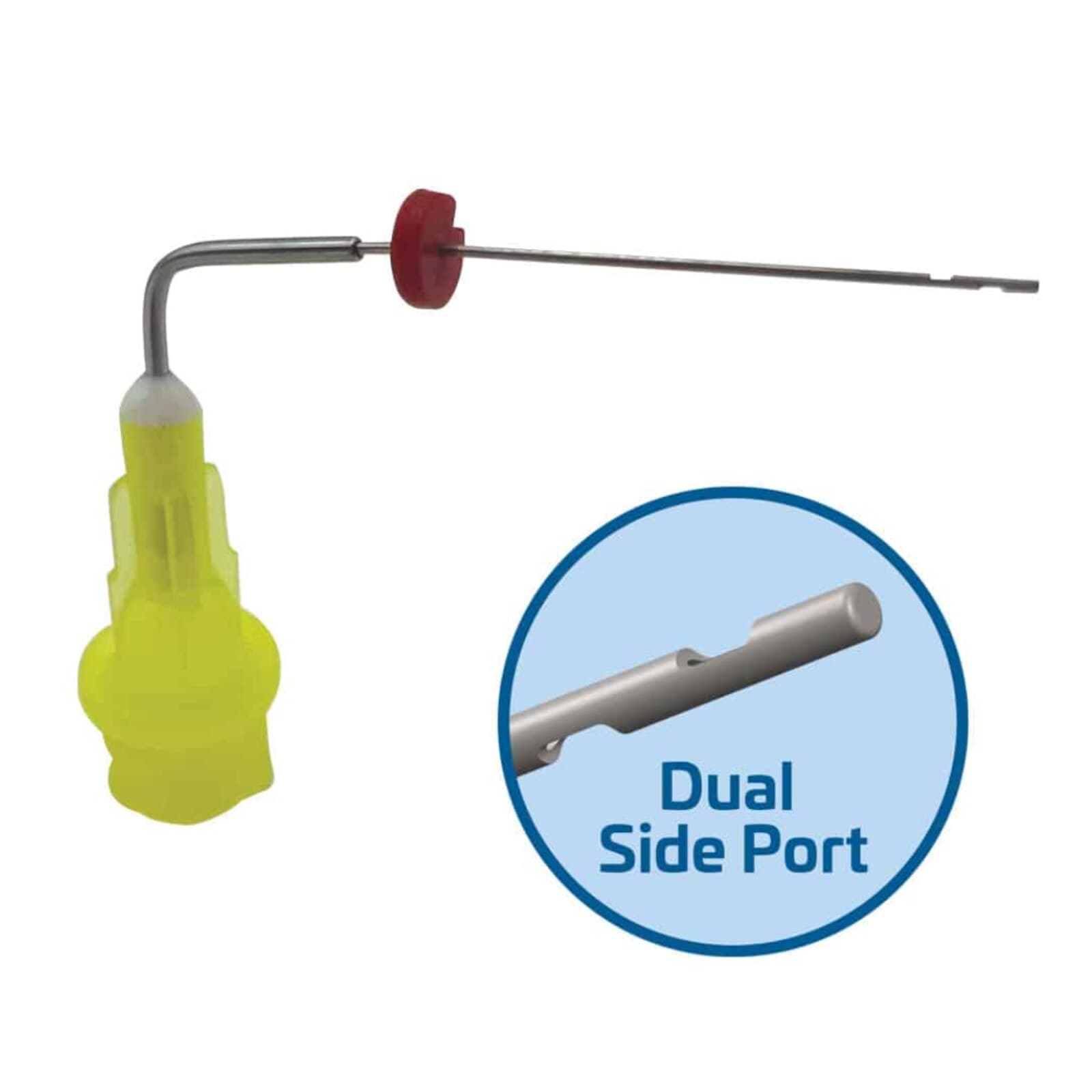 Voyager Pre-Bent Dual Side Port Irrigating Tips, 27 Gauge, 27mm, Yellow, 50/Pk, #315827 thumbnail 2