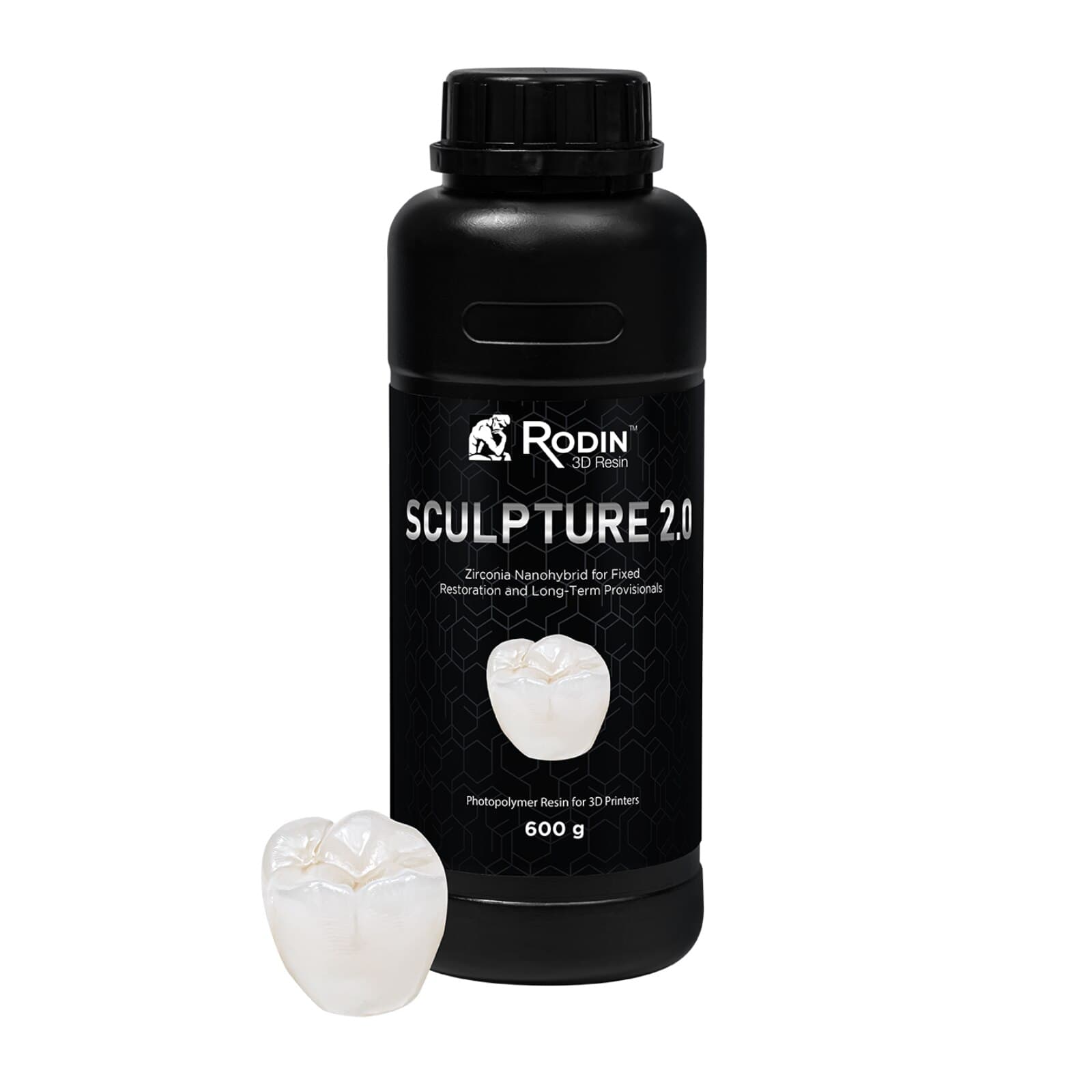 Rodin Sculpture 2.0 Ceramic Nanohybrid 3D Resin, Shade C4, 600g Bottle, 1/Pk, 23901 - Rodin Sculpture 2.0, Ceramic Nanohybrid, 3D Resins, C4, 600 Gr, 1/Pk, 23901 - Image 1