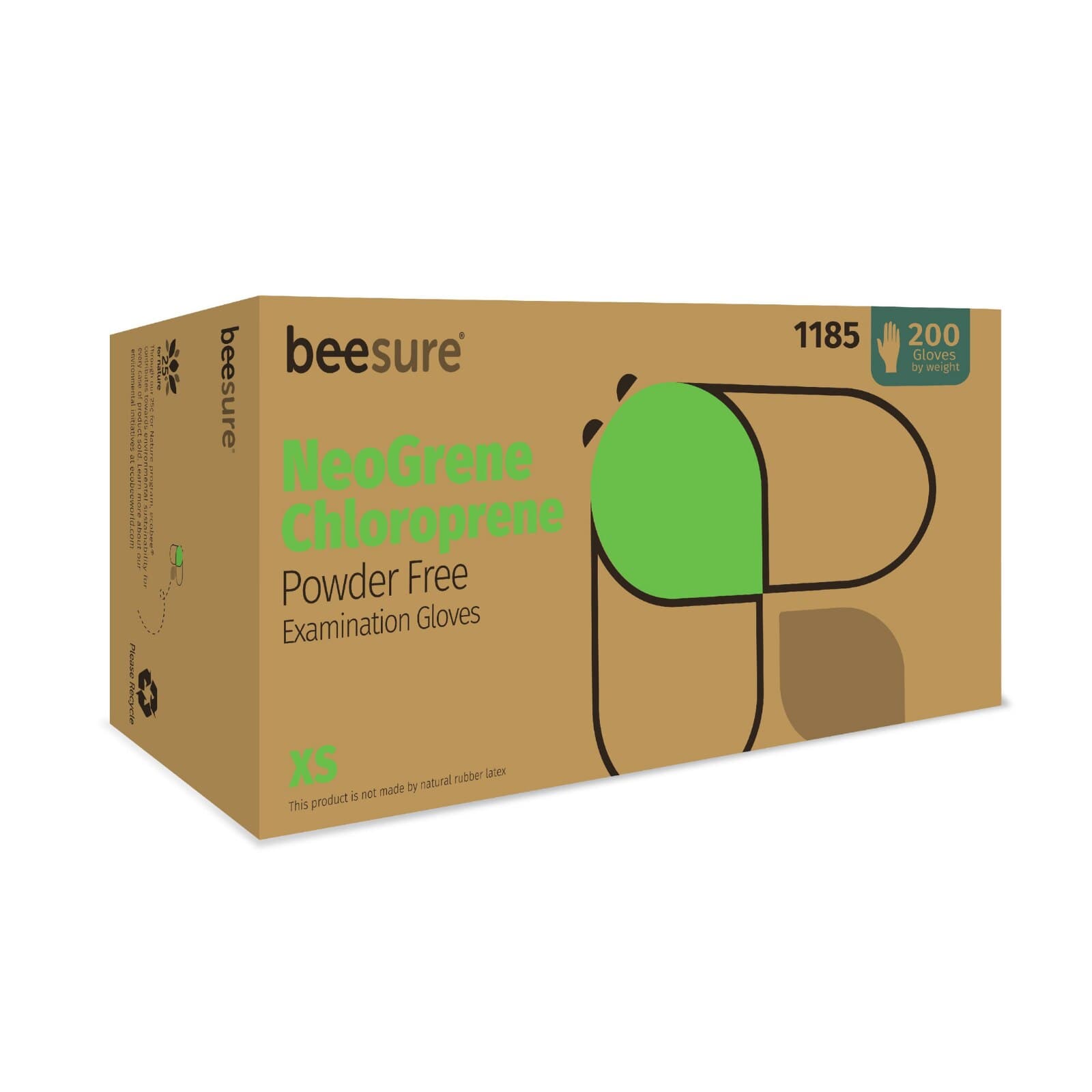 NeoGrene Chloroprene Exam Gloves, Powder-Free, Non-Latex, Extra Small, Green, 200/Box, 1185 thumbnail 2