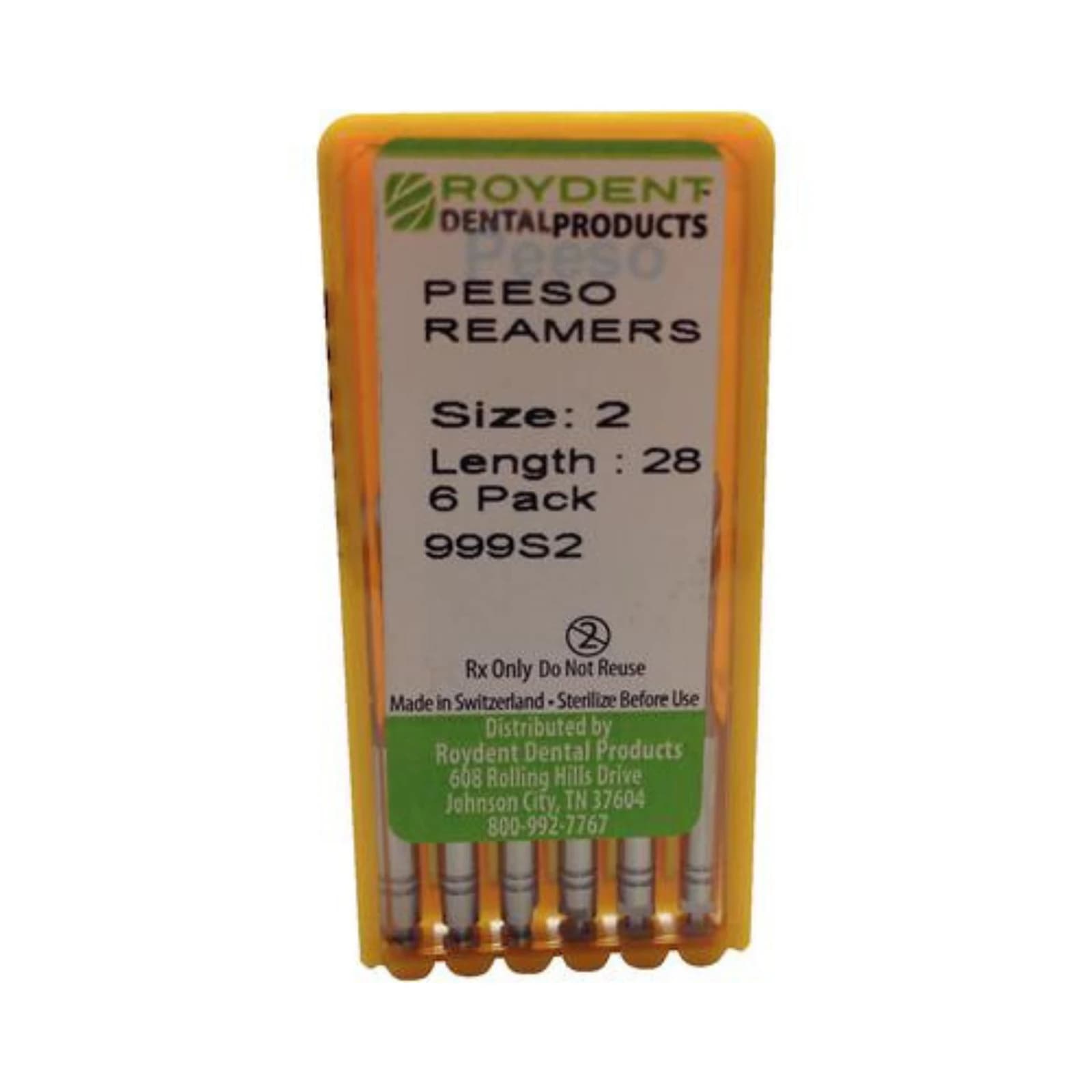 Roydent Peeso Reamer, Size #2, 28mm, Stainless Steel, 6/Pk (999S2) - Peeso Reamer 28mm #2 6/Pk - Image 1