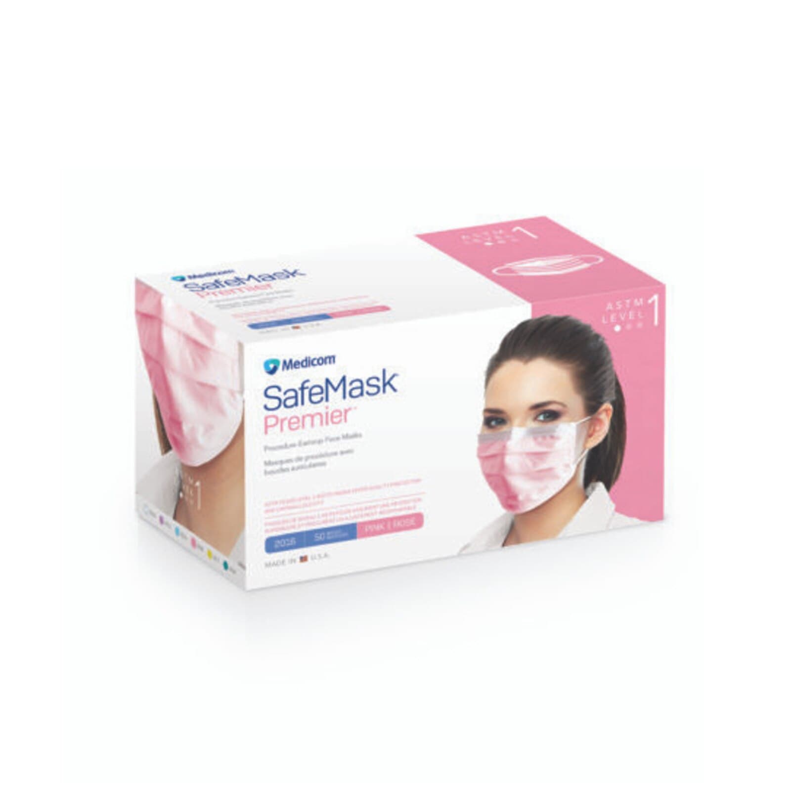 SafeMask Premier Procedure Face Mask, ASTM Level 1, Pink, Ear Loop, 50/Box, 2016 thumbnail 13