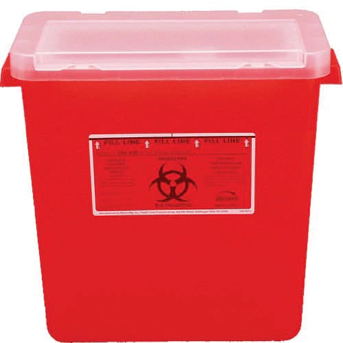 Monoject Sharps Container, with Hinged Rotor Lid, 8 Gal, Large, Red, 1/Pk, 8980 thumbnail 2