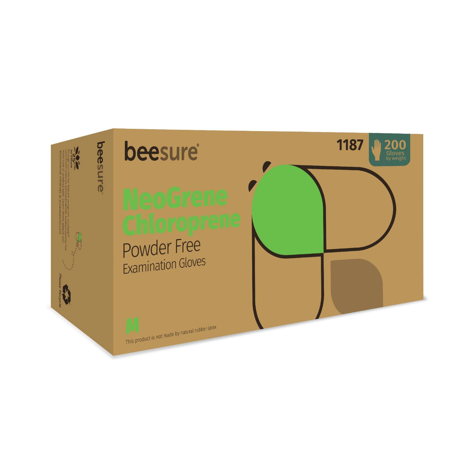 NeoGrene Chloroprene Exam Gloves, Powder-Free, Medium, Green, 200/Box, 1187 thumbnail 2