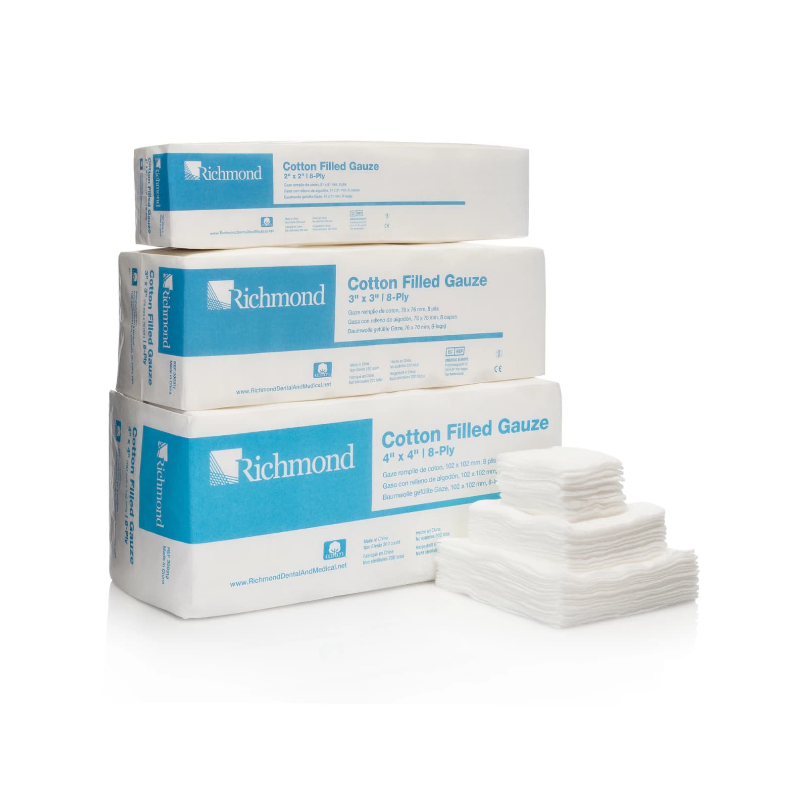 Richmond Dental Exodontia Cotton Filled Sponges, Non-Sterile, 2" x 2", 8-Ply, 5000/Case, 300410 thumbnail 3