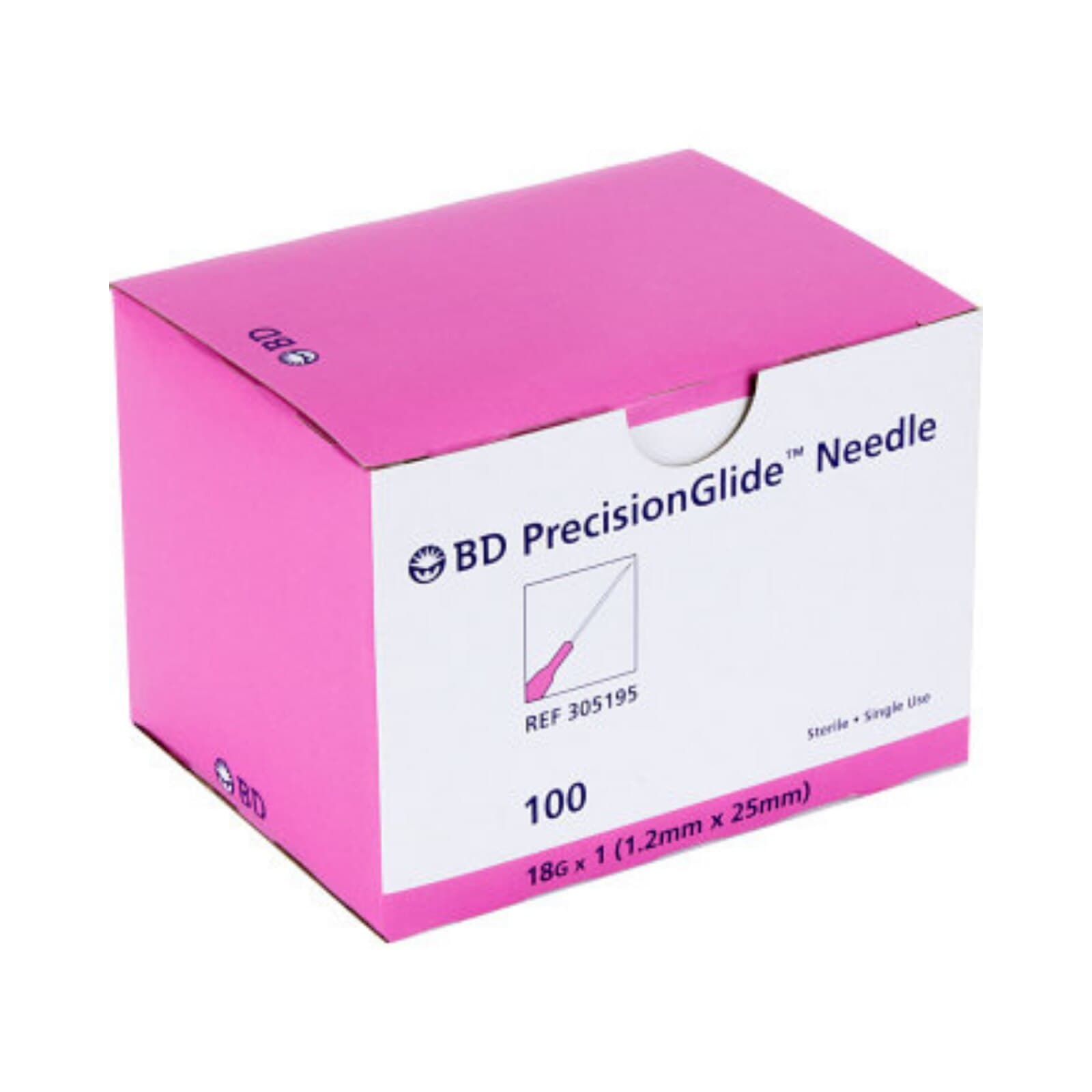 BD PrecisionGlide Needle, 18G x 1", Regular Bevel, Sterile, Single-Use, 100/Box, 305195 thumbnail 3