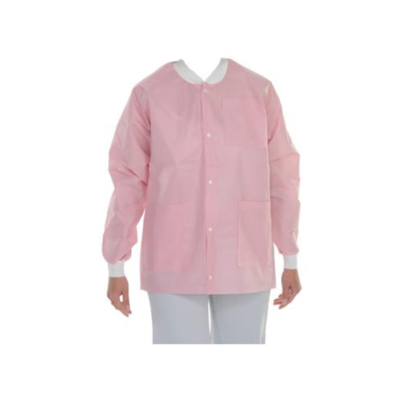 ValuMax Extra-Safe Jacket, Pink, Medium, 10/Pk, Hip-Length, SMS Fabric, Fluid-Resistant, AAMI Level 3 thumbnail 2