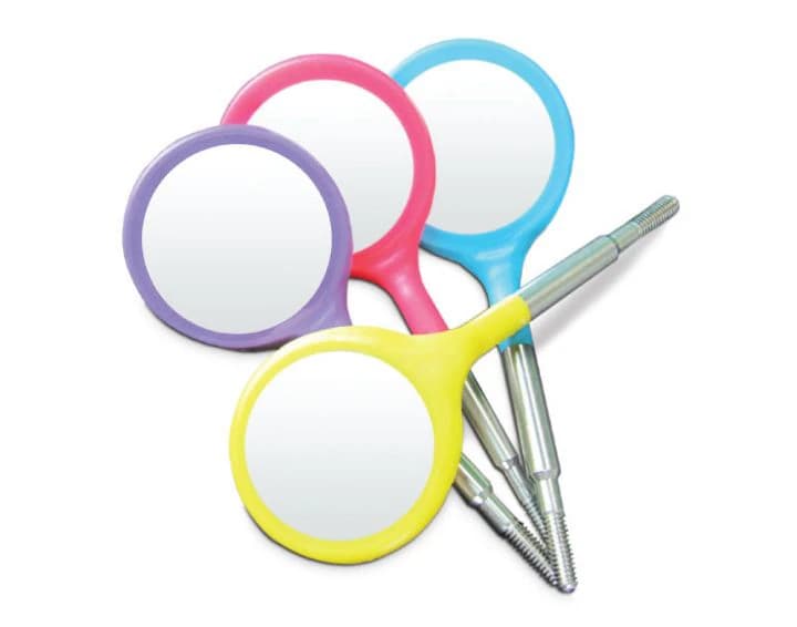 Zirc Crystal HD® Resin Mouth Mirror Double Sided Heads, #4 (22mm), Cone Socket, Assorted Neon, Pack of 4, 50Z374NEON thumbnail 6