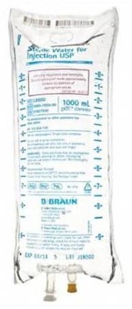 B. Braun Sterile Water for Injection, 1000 mL Excel Plastic Bag, PVC-Free, DEHP-Free, L8500 thumbnail 6