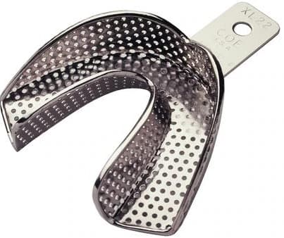 GC America COE Nickel-Plated Extra Long Perforated Impression Tray #XL22 Lower, Extra Wide - GC America - Nickel-Plated Extra Long Perforated Tray - Tray #XL22 Individual Long Lowers (Extra Wide) - Image 1