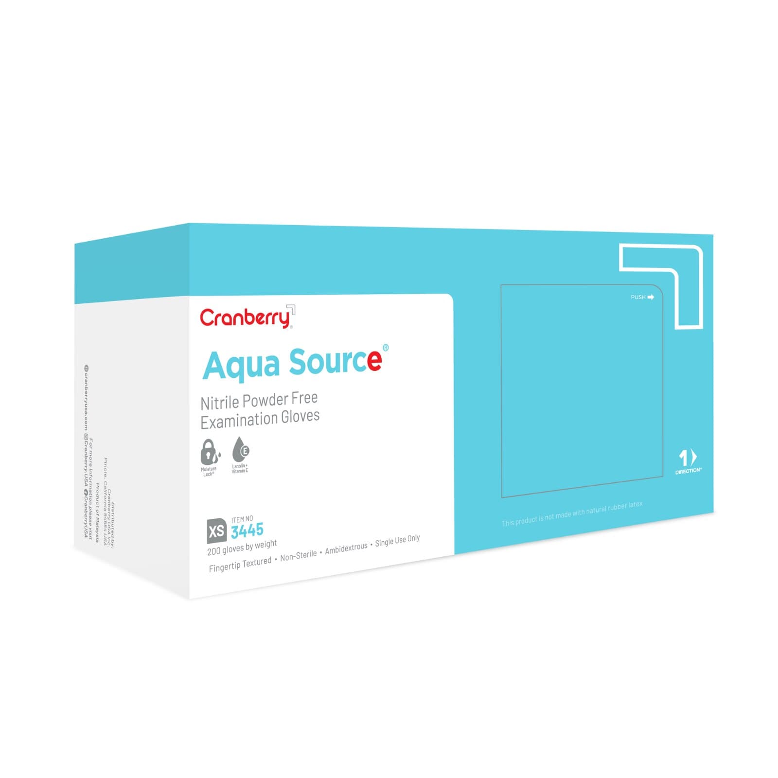 Cranberry AquaSource Nitrile Exam Gloves, Powder-Free, Non-Sterile, Extra Small, 200/Box, 3445 thumbnail 2