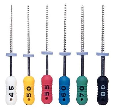 Premier K-Files, 21mm, Assorted Sizes #45-80, Stainless Steel, Color-Coded, 6/Pkg, #9053219 - K-File 21mm 6/Pk #45-80 - Image 1