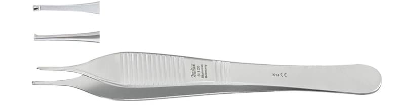 Miltex Adson Tissue Forceps, Delicate, 1x2 Teeth, 4-3/4", Stainless Steel, 1/Pk thumbnail 2