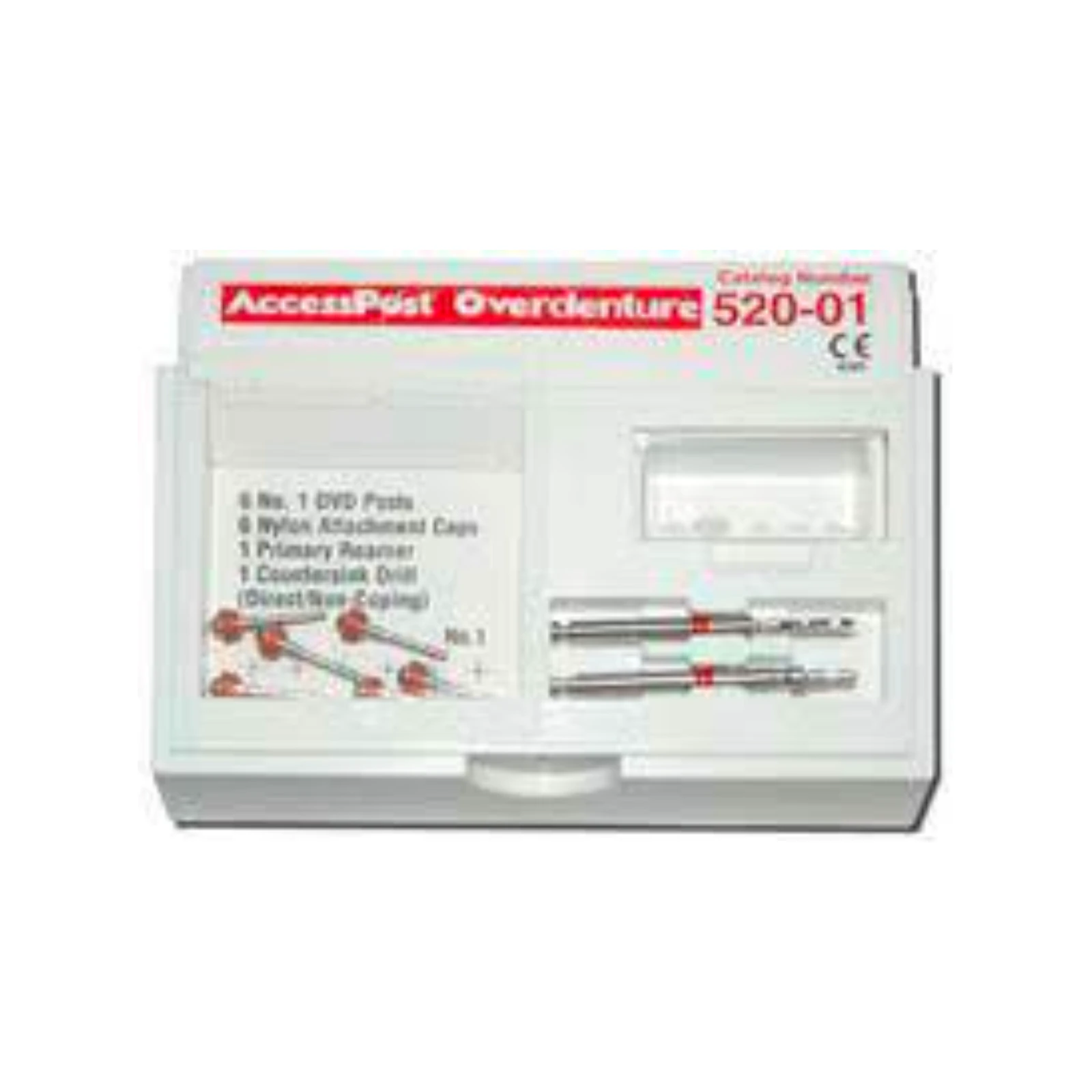 AccessPost Overdenture Stainless Steel Refills, Size 1, Red, 6/Kit - AccessPost Overdenture Stainless Refills Size-1/Red - Image 1