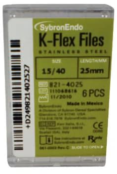 Kerr K-Flex Endodontic Files, Stainless Steel, 25mm, Assorted Sizes #15-40, 6/Pack, 821-4025 thumbnail 8