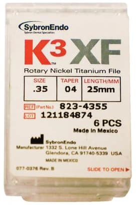 K3XF NiTi Rotary File, .04 Taper, #35, 25 mm, Green, 6/Pk, 823-4355 thumbnail 10