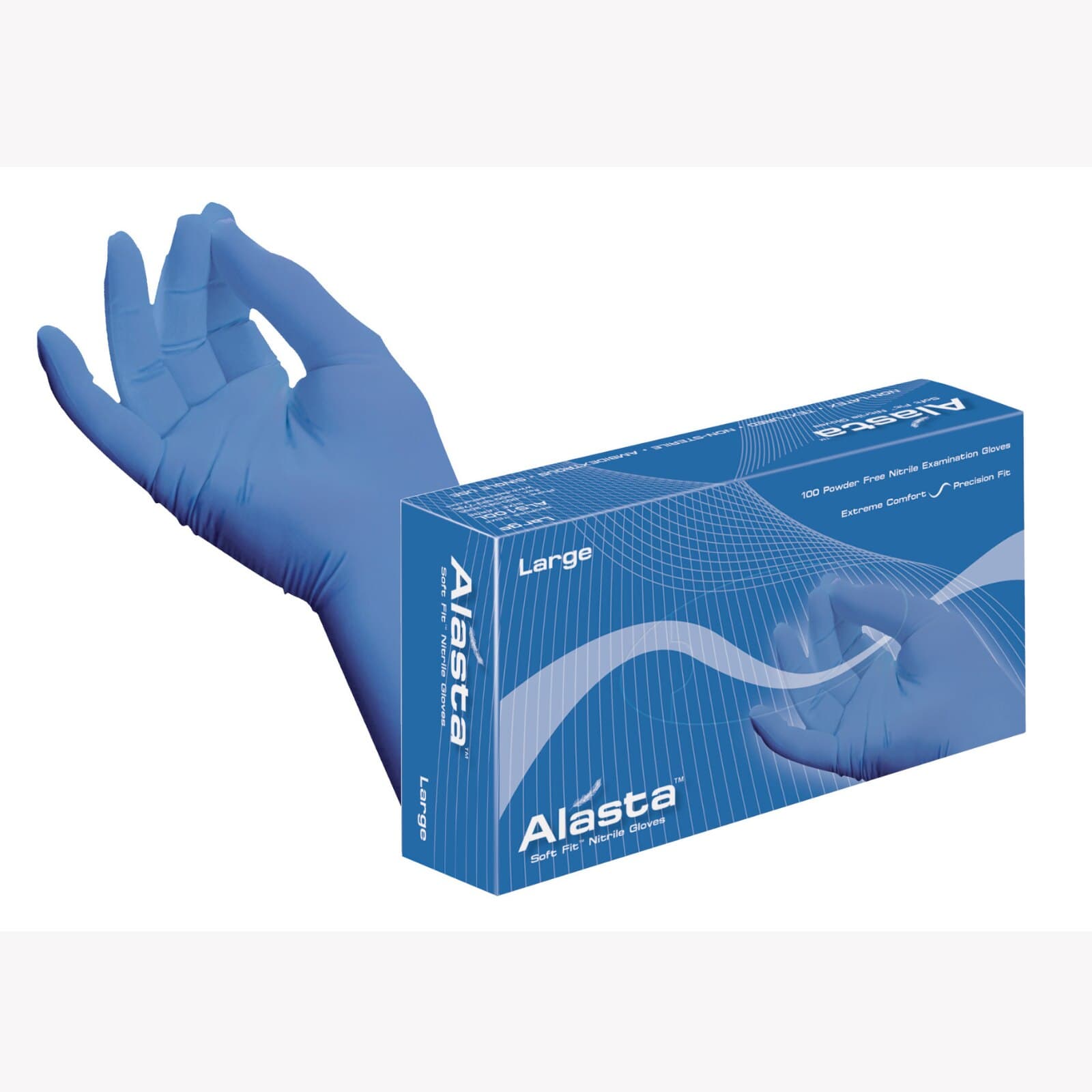 Alasta Soft Fit Nitrile Examination Gloves, Powder Free, Non-Sterile, X-Small, Blue, 100/Box, ALS100XS thumbnail 11
