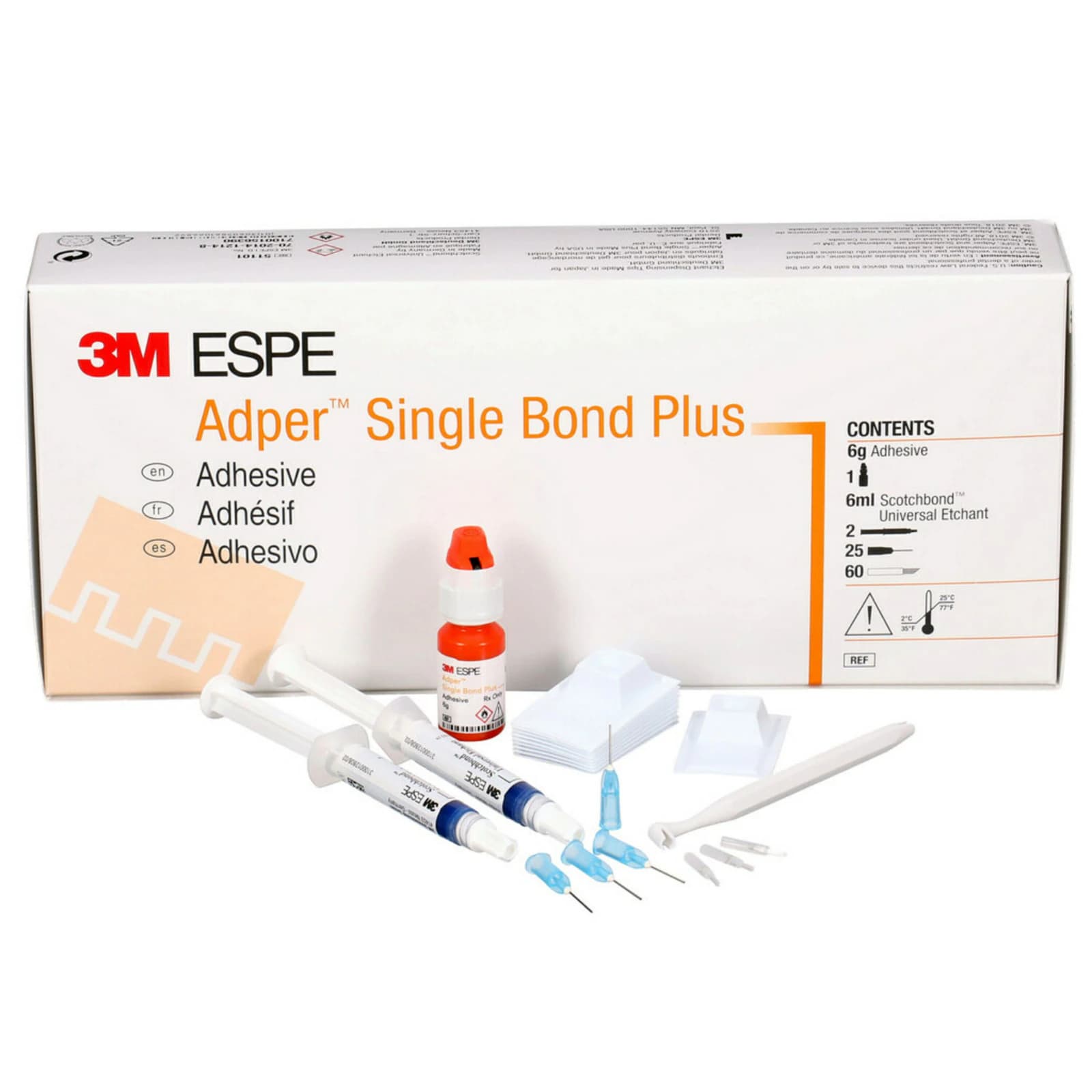 3M Adper Single Bond Plus Adhesive Intro Kit, Total-Etch Light-Cured Dental Adhesive, 1 x 6 g Vial, 2 x 3 mL Etchant Syringes, 60 Brush Tips, #51101 thumbnail 4
