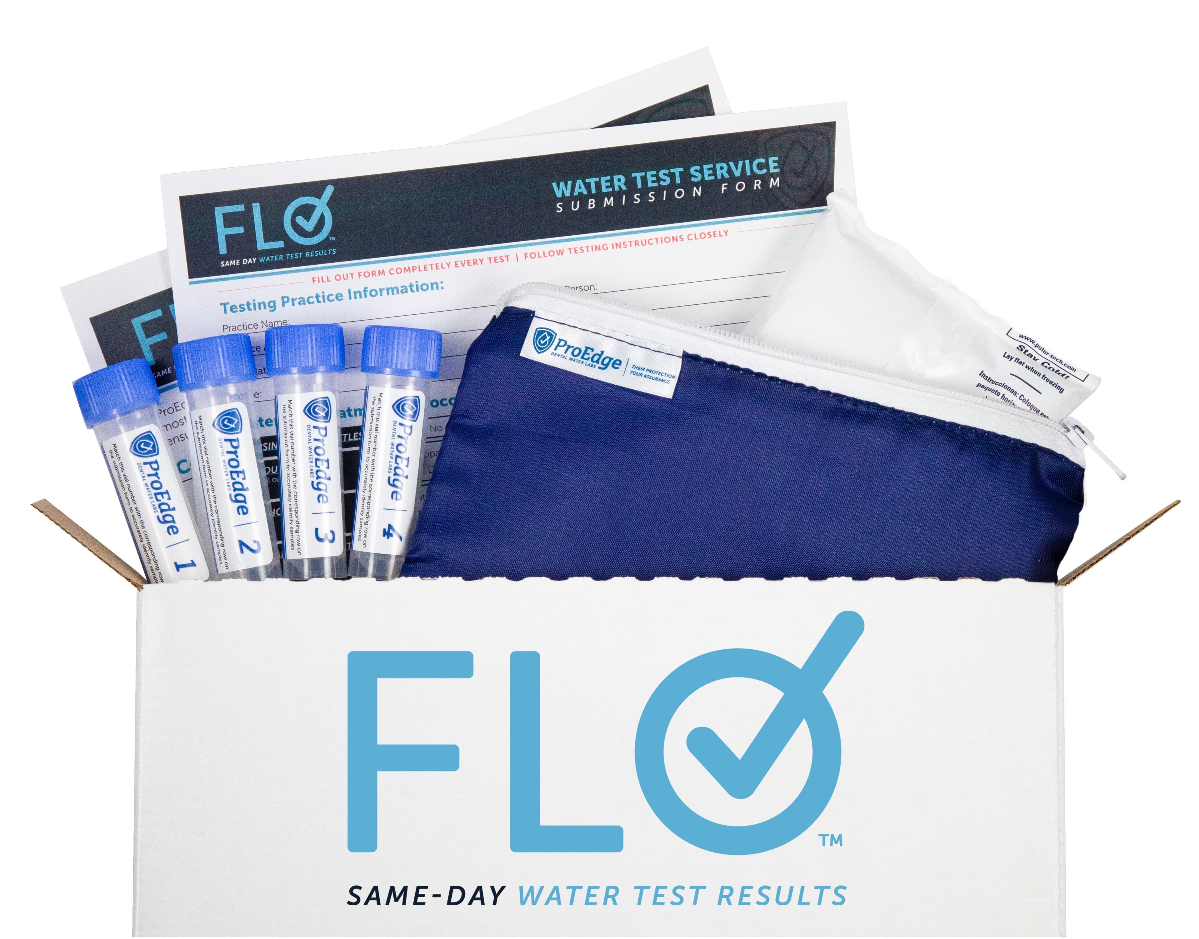 ProEdge Flo Mail-In Waterline Testing Kit, 4 Specimen Vials with Overnight Shipping Label, 90401 thumbnail 3