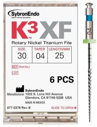 K3 Nickel Titanium Rotary Endodontic Files, #30, .04 Taper, 25mm, Blue, 6/Pk, 825-4305 thumbnail 8