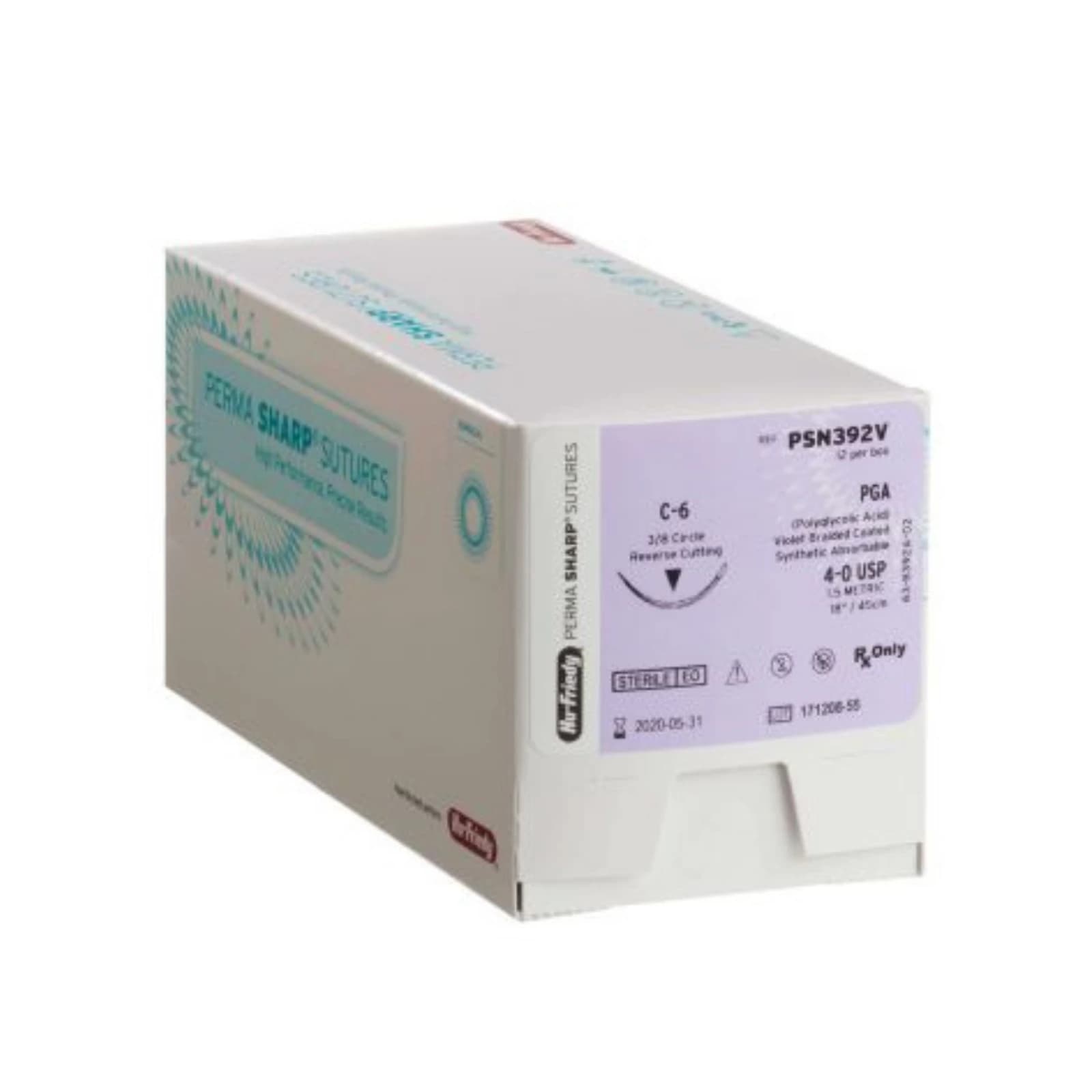 Hu-Friedy Perma Sharp Absorbable Suture, 4-0 PGA Violet Braided, 18" Length, C-22 Needle, 3/8 Circle Reverse Cutting, 12/Box, PSN389V thumbnail 3
