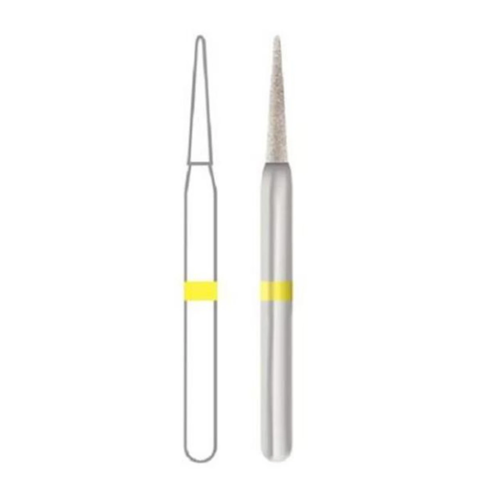 Midwest Once Single-Use Sterile Diamond Bur, #858-014SF, Needle Shape, Super Fine Grit, Friction Grip, 1.4 mm Diameter, 8.0 mm Length, 25/Pkg, 1858014SF - Midwest ONCE Sterile Diamond Burs 858-014SF 25/Pk - Image 1