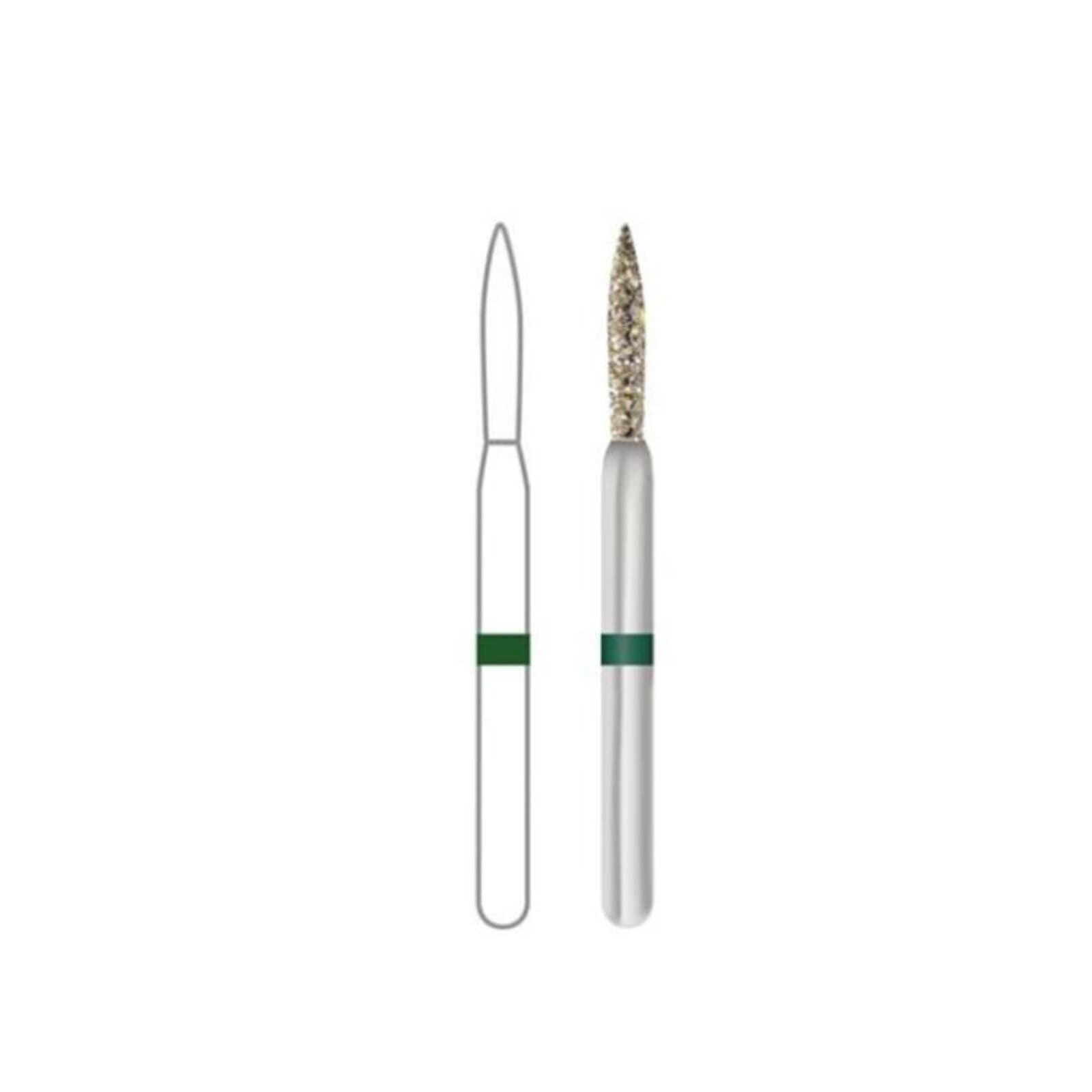 Midwest Once Single Use Diamond Bur – FG, Coarse, Flame, #862/010, 1.0 mm Diameter, 8.0 mm Length, 25/Pkg, 1862010C thumbnail 9