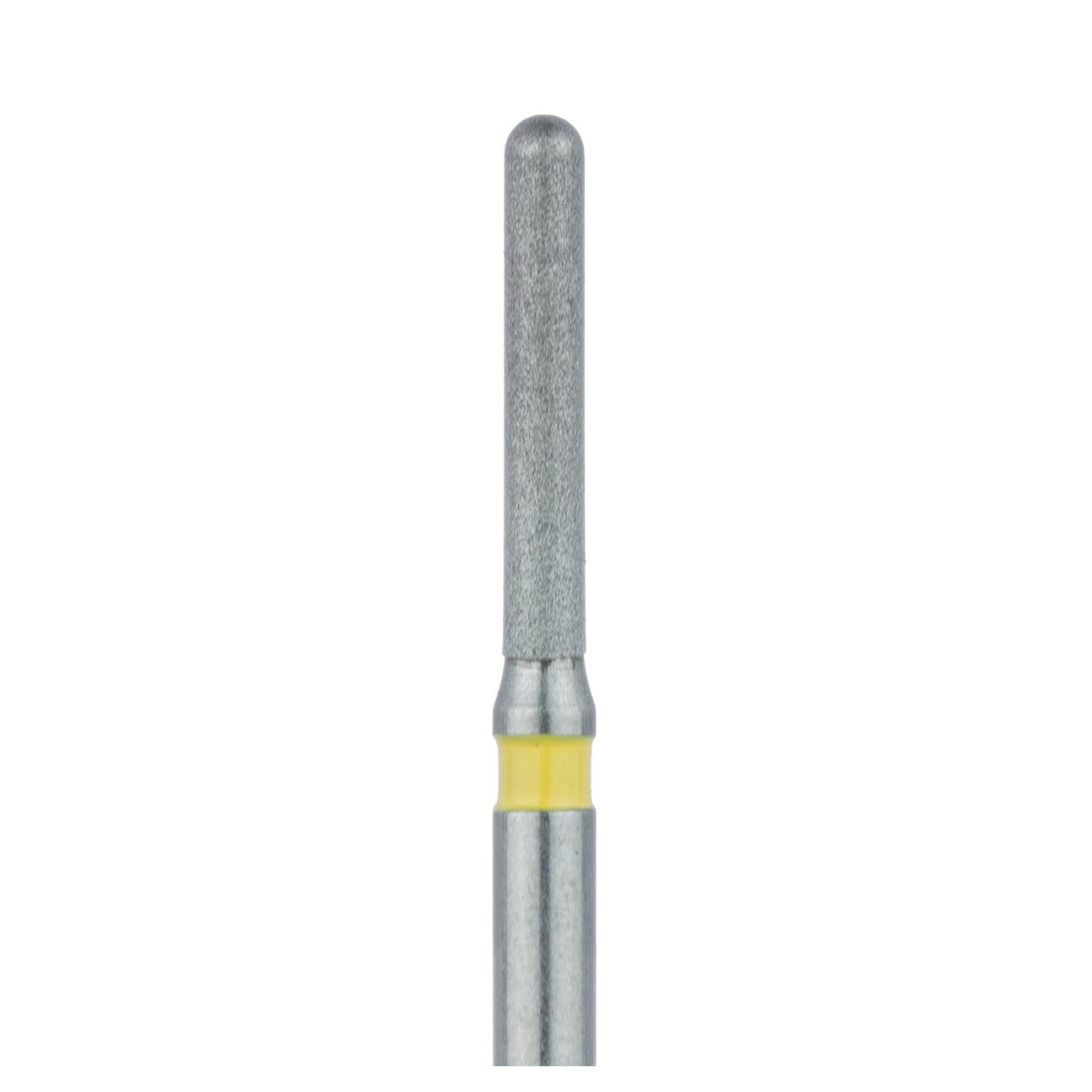 Meisinger 881C-012-FG Extra Fine Diamond Bur, Round End Cylinder, Friction Grip, 1.2 mm Diameter, 8 mm Working Length, Yellow Ring, 5/Pack thumbnail 3