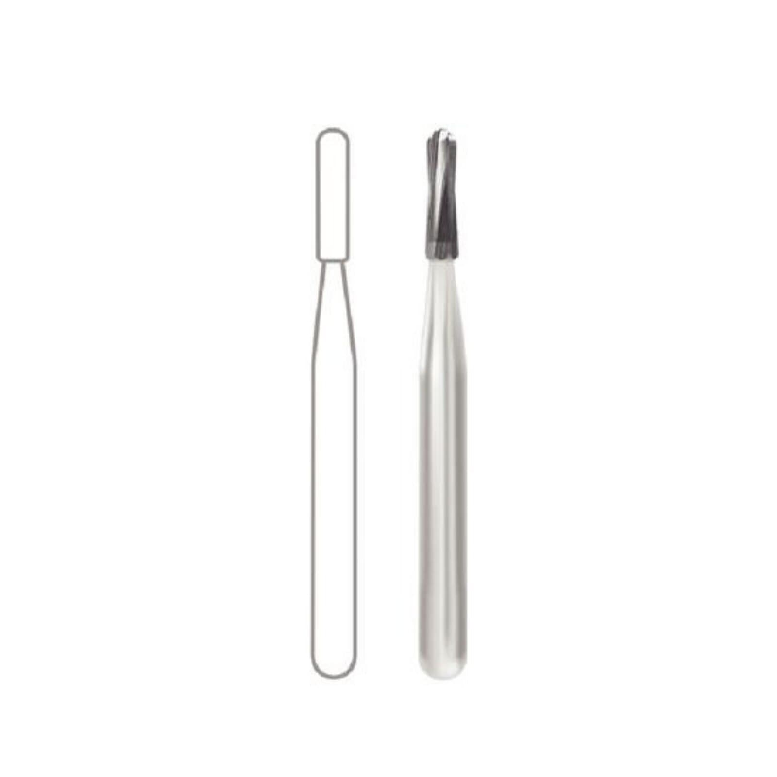 Midwest Operative Carbide Bur #1157, Straight Fissure, Round End (Straight Dome), FG Short Shank, 1.0 mm Diameter, 3.7 mm Length, 6 Flutes, 100/Bag, 386456 thumbnail 2