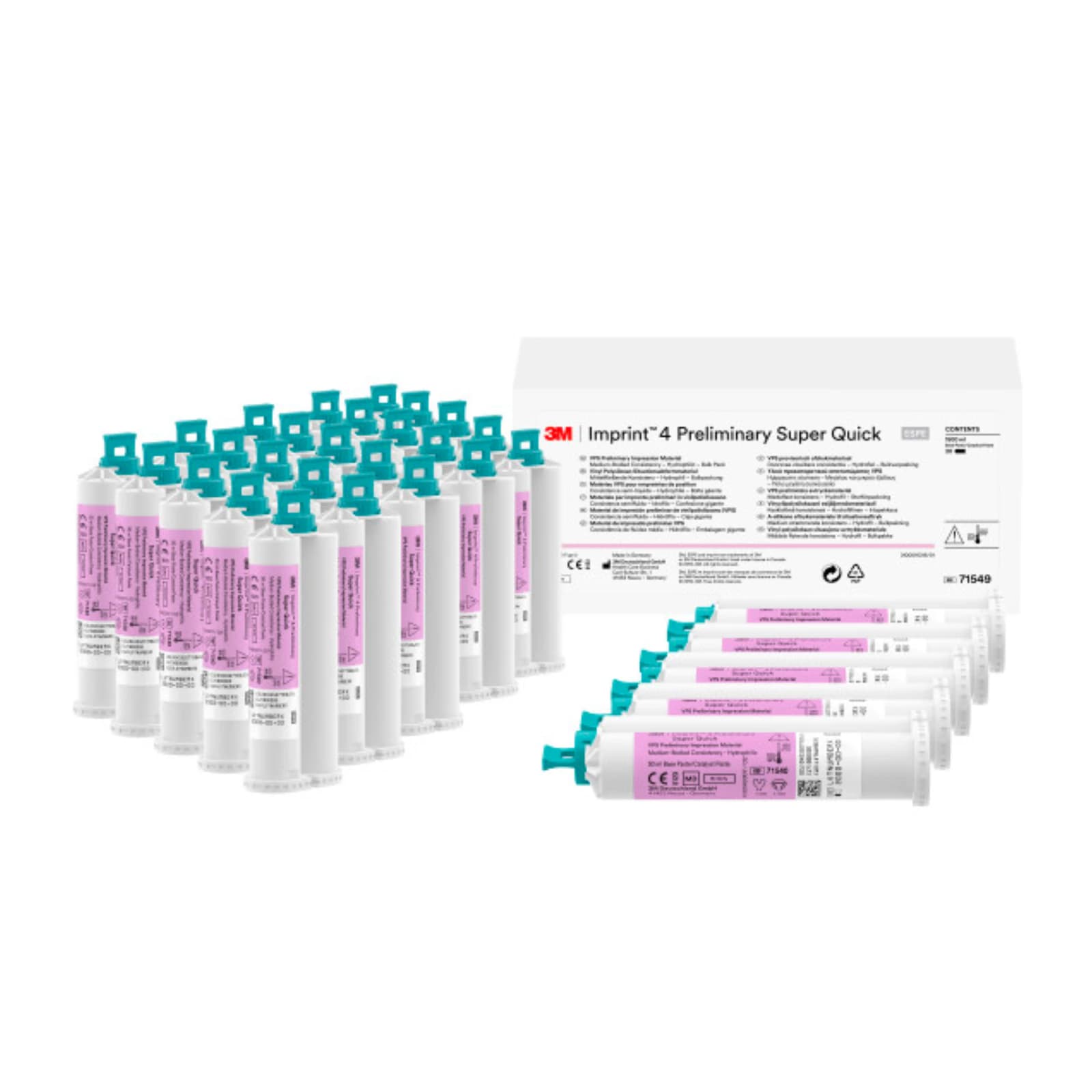 3M Imprint 4 Preliminary Super Quick VPS Impression Material, Bulk Pack, 50 mL Cartridges, Pink, Mint, 30/Pk, 71549 thumbnail 3