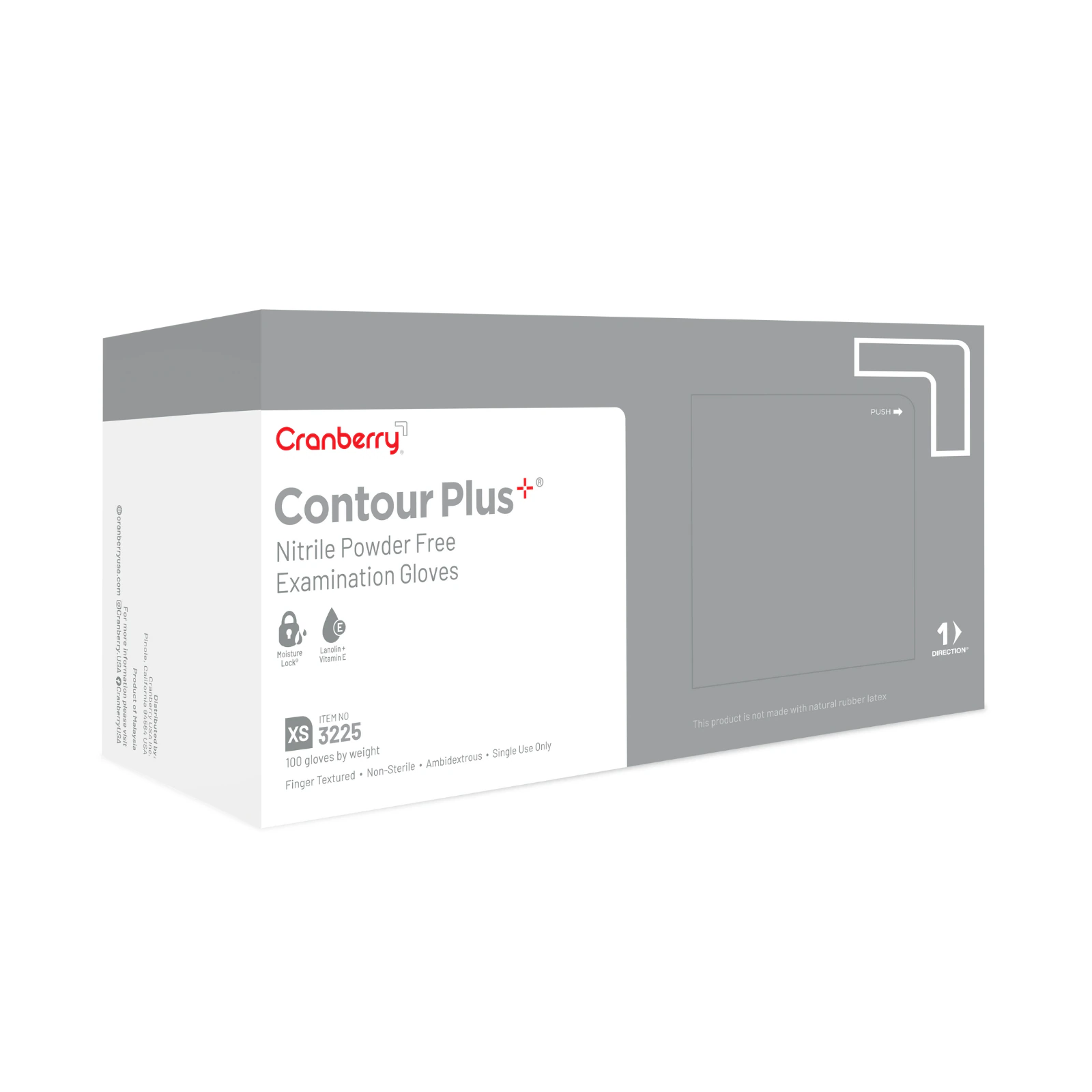 Cranberry Contour Plus Nitrile Examination Gloves, Powder-Free, Non-Sterile, Extra Small, Micro-Textured, Pro-White, 100/Box, 3225 thumbnail 2